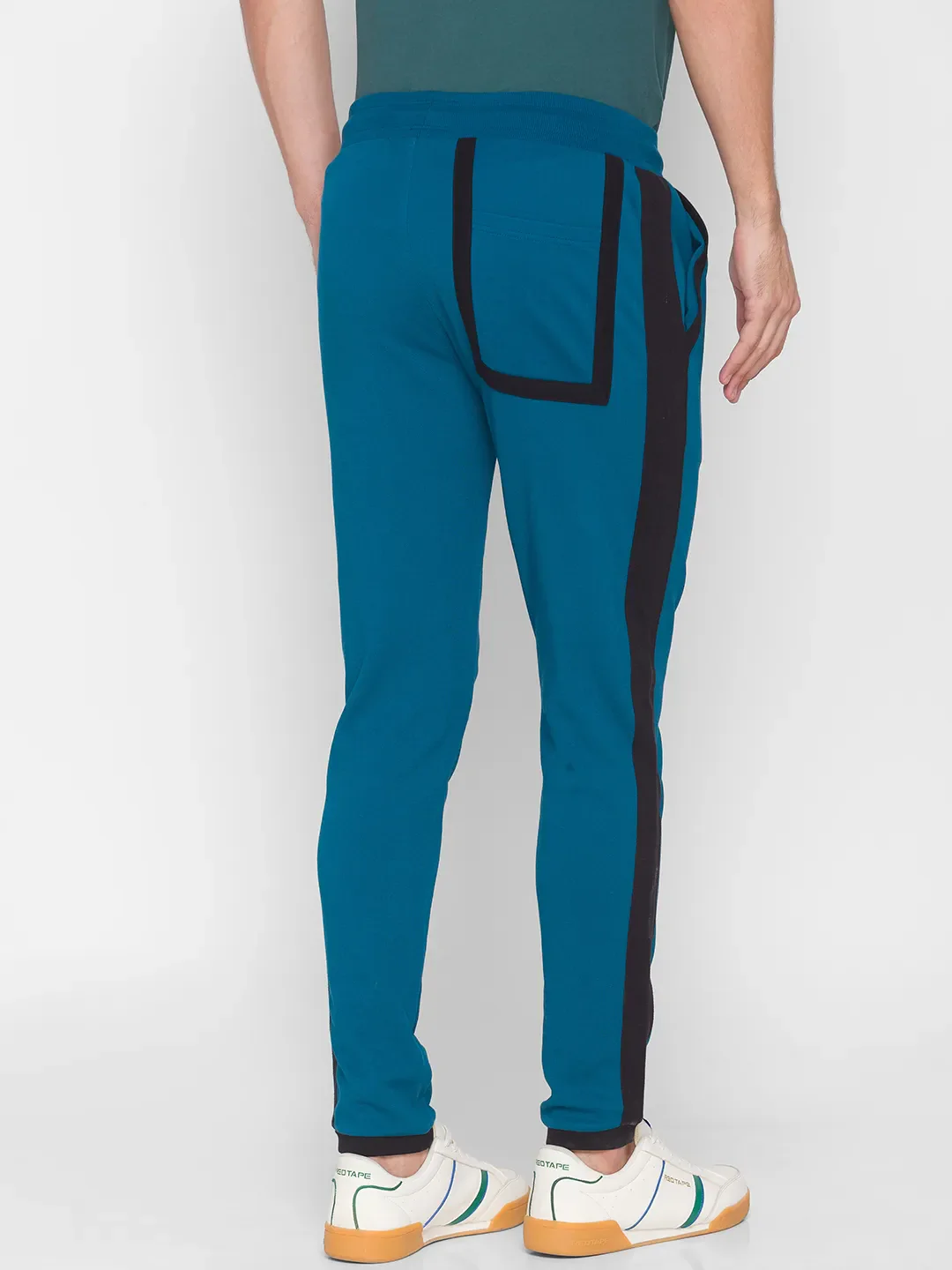 Teal Regular Fit Track Pants For Men By Being Human Clothing - Image 3