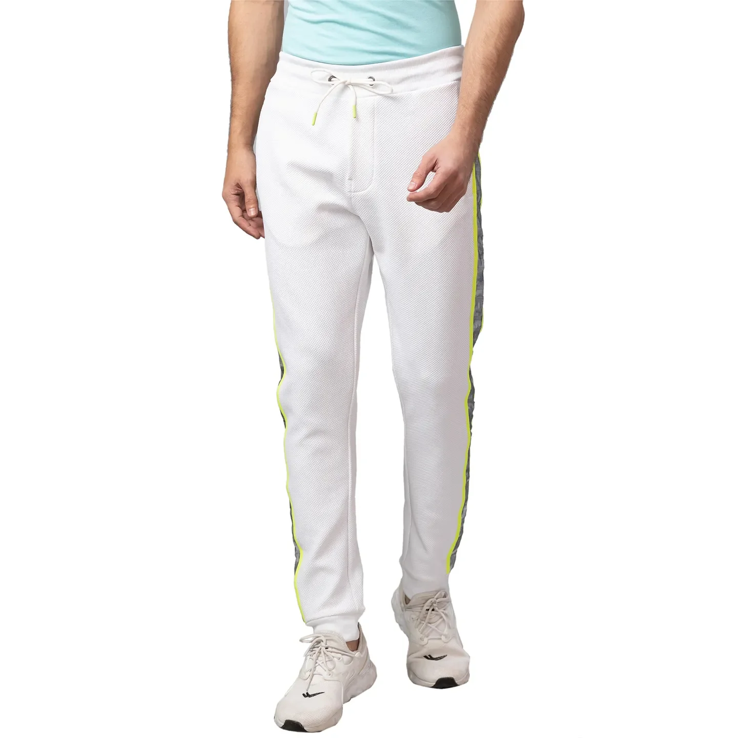 White Regular Fit Men's Track Pants by Being Human Clothing