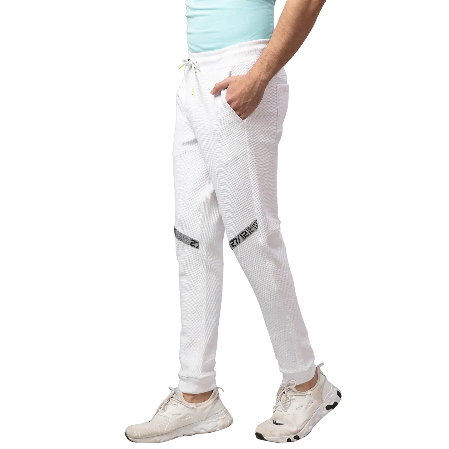 White Regular Fit Men's Track Pants by Being Human Clothing - Image 4