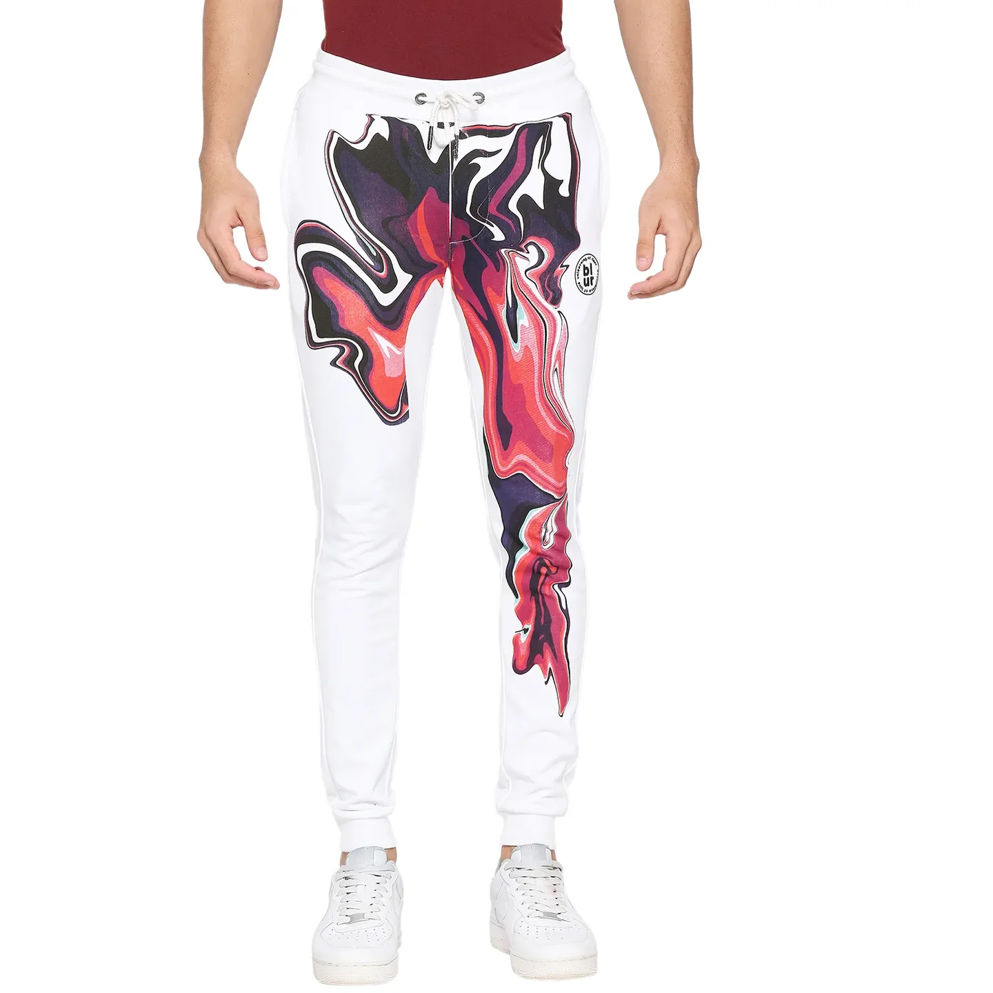 White Regular Fit Track Pants For Men By Being Human Clothing