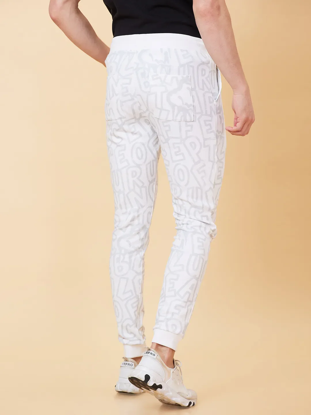 White Regular Fit Men's Track Pants by Being Human Clothing - Image 4