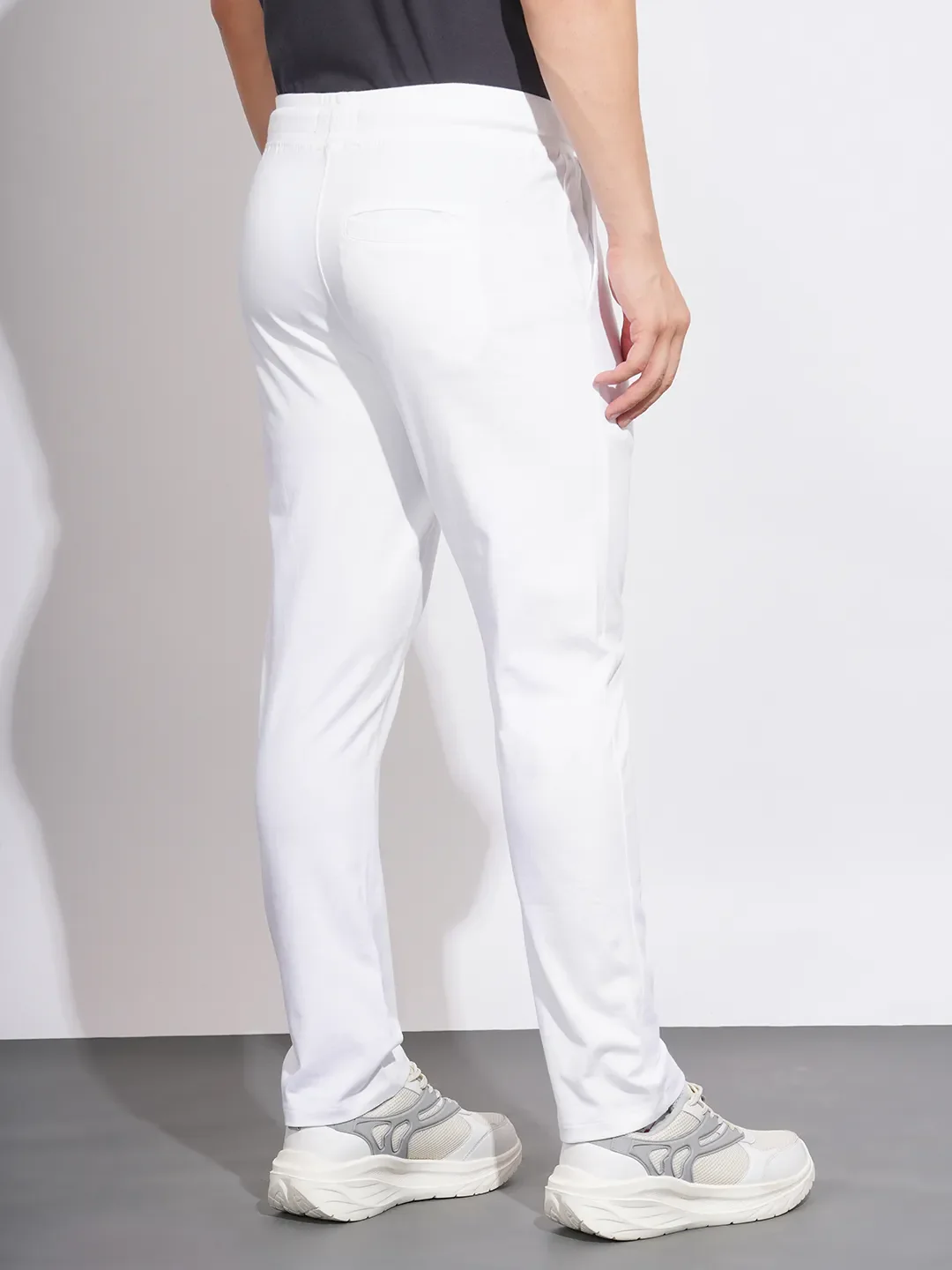 White Regular Fit Track Pants For Men By Being Human Clothing - Image 3