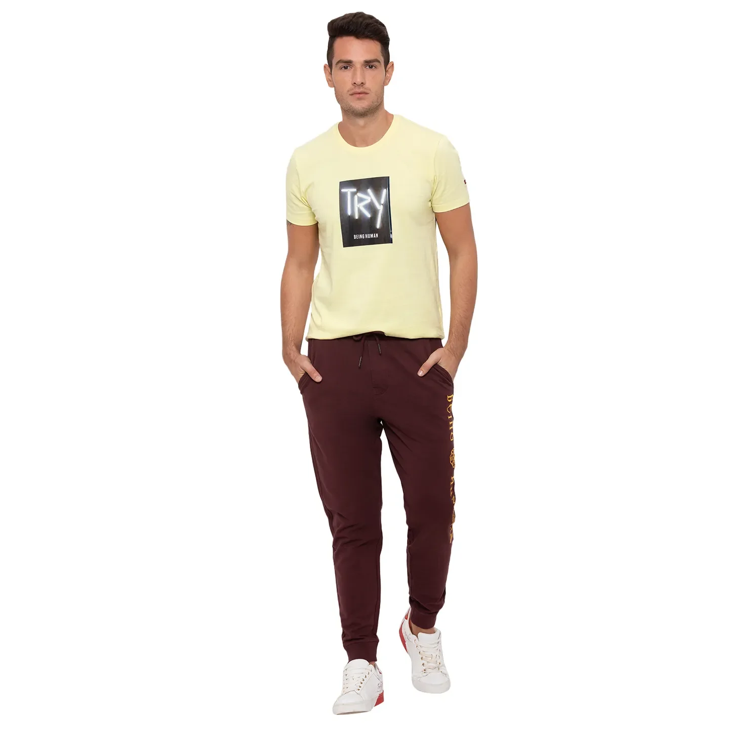 Red Regular Fit Men's Track Pants by Being Human Clothing - Image 2