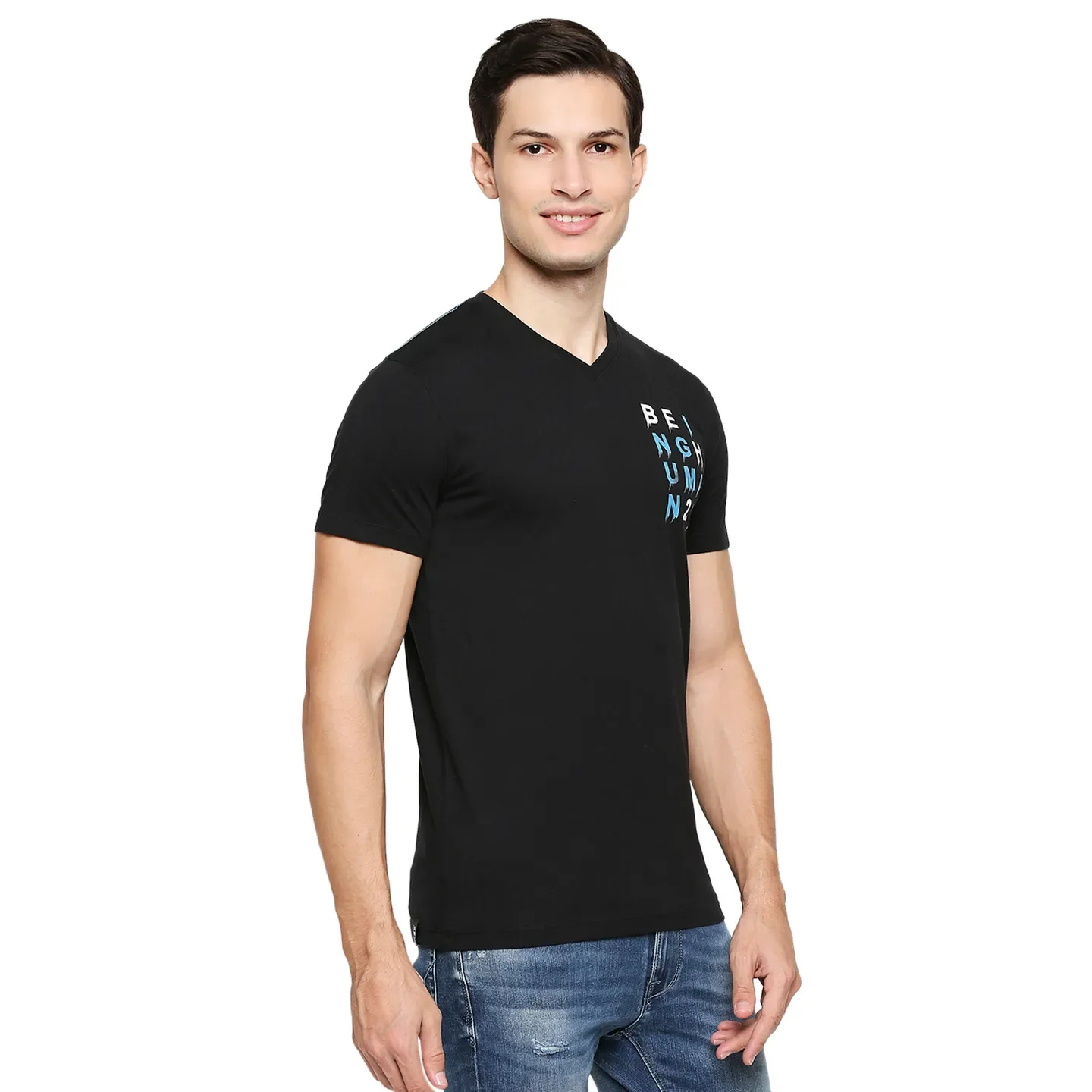 Black Regular Fit Men's Short Sleeves T-Shirt by Being Human Clothing - Image 3