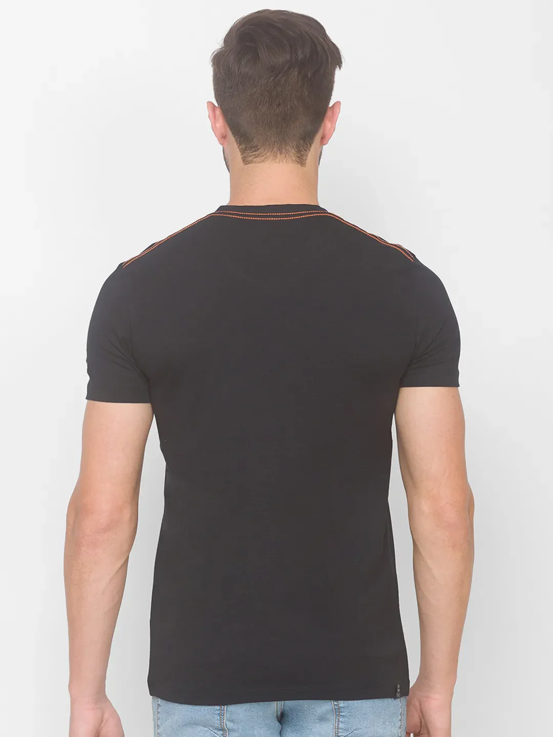 Black Regular Fit Men's Short Sleeves T-Shirt by Being Human Clothing - Image 3