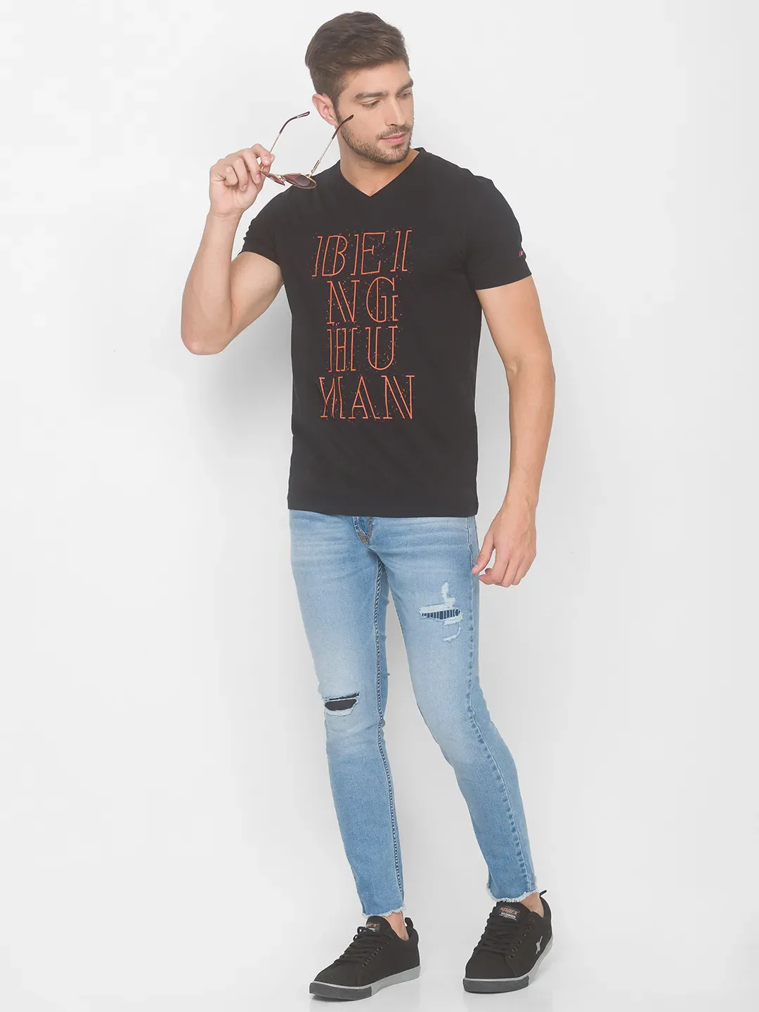 Black Regular Fit Men's Short Sleeves T-Shirt by Being Human Clothing - Image 5