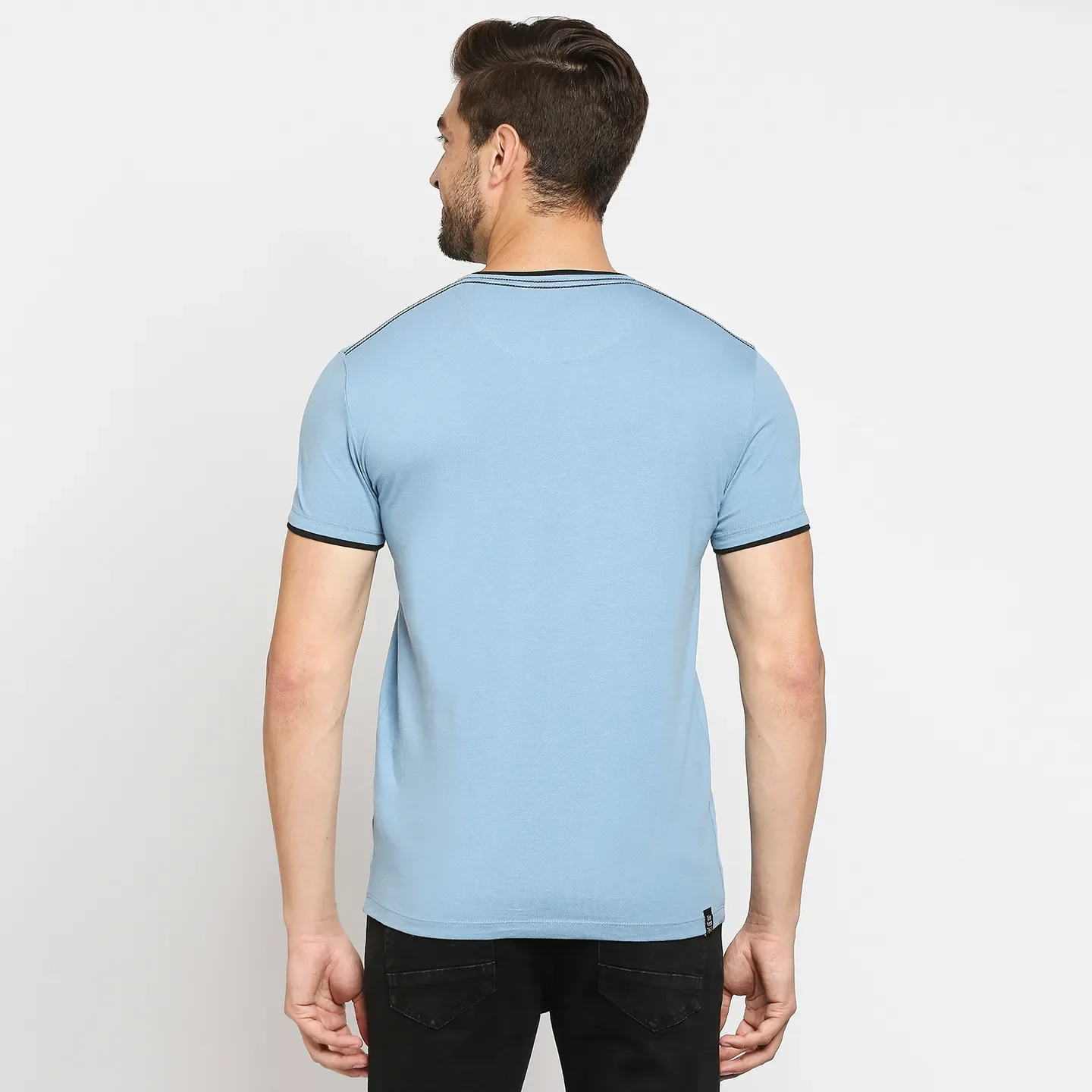 Blue Regular Fit Men's Short Sleeves T-Shirt by Being Human Clothing - Image 4