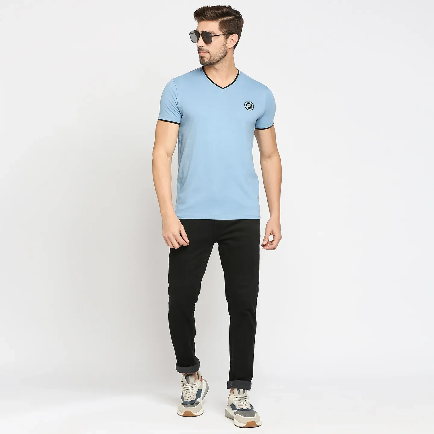 Blue Regular Fit Men's Short Sleeves T-Shirt by Being Human Clothing - Image 6