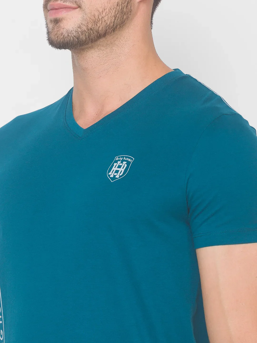 Blue Regular Fit Men's Short Sleeves T-Shirt by Being Human Clothing - Image 3