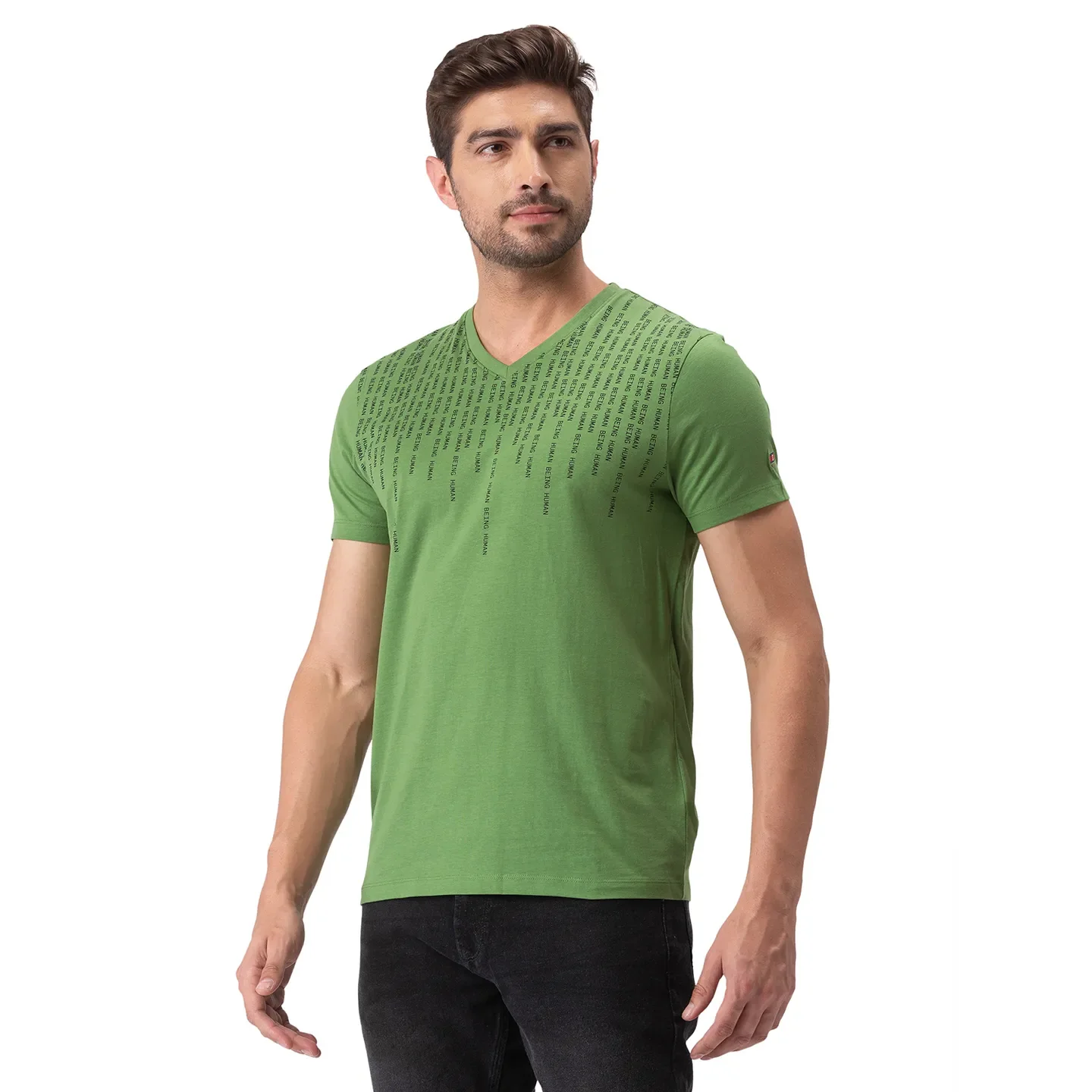 Green Regular Fit Men's Short Sleeves T-Shirt by Being Human Clothing - Image 2