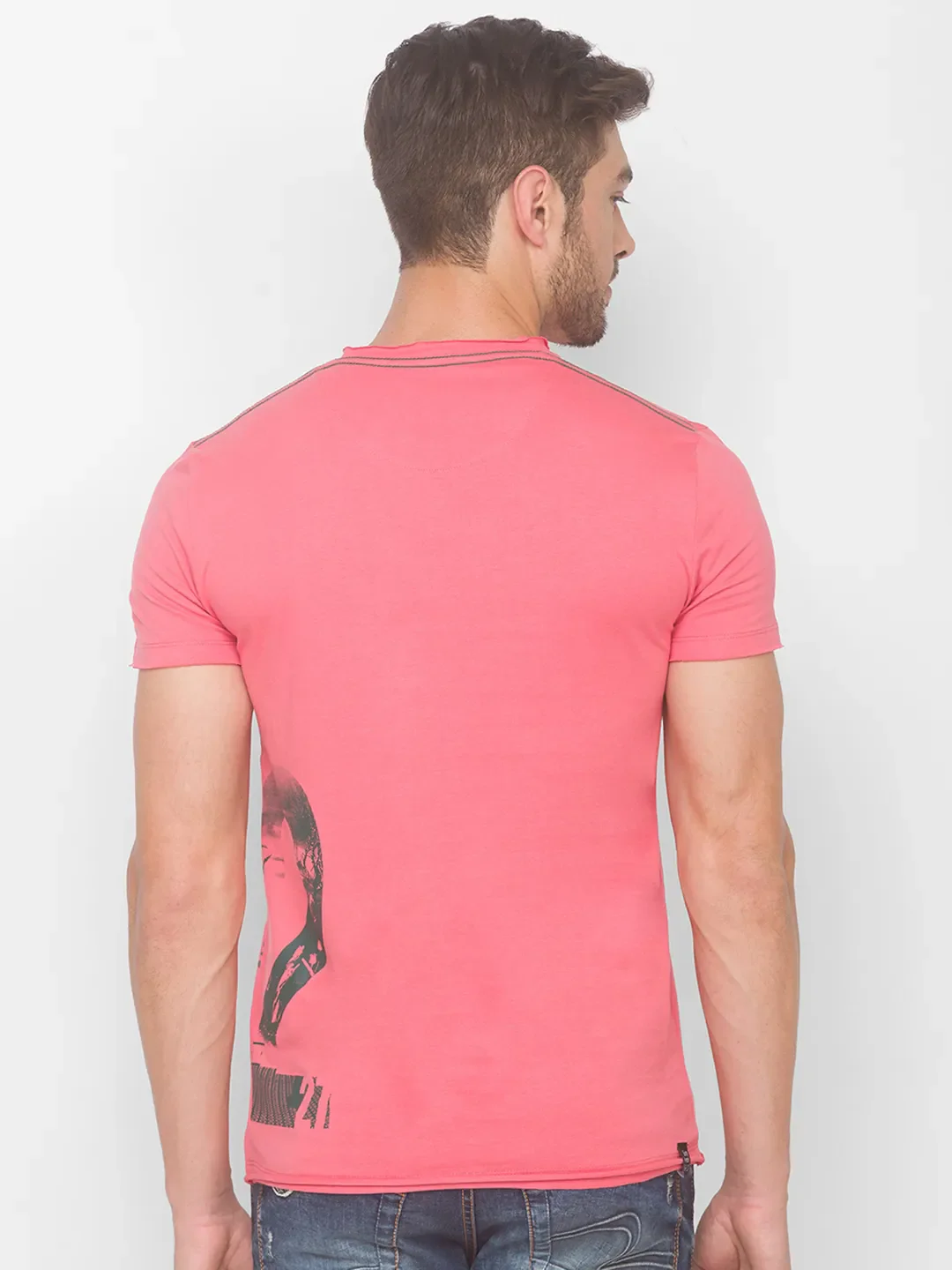 Pink Regular Fit Men's Short Sleeves T-Shirt by Being Human Clothing - Image 3