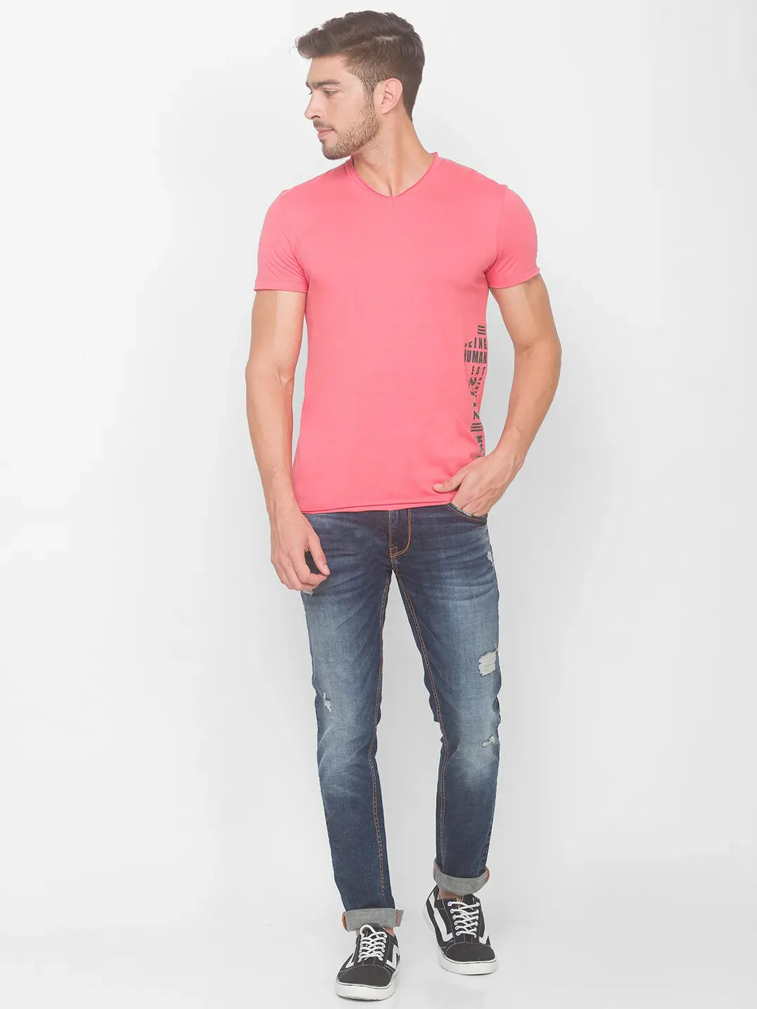 Pink Regular Fit Men's Short Sleeves T-Shirt by Being Human Clothing - Image 5