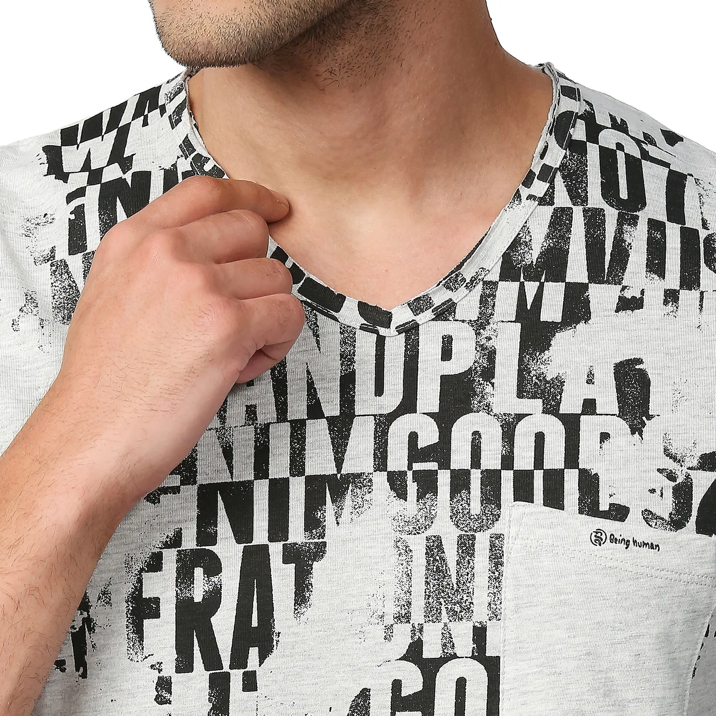 Beige Regular Fit Men's Short Sleeves T-Shirt by Being Human Clothing - Image 4