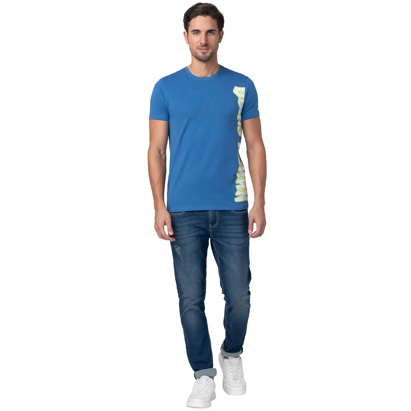 Blue Regular Fit Men's Short Sleeves T-Shirt by Being Human Clothing - Image 2