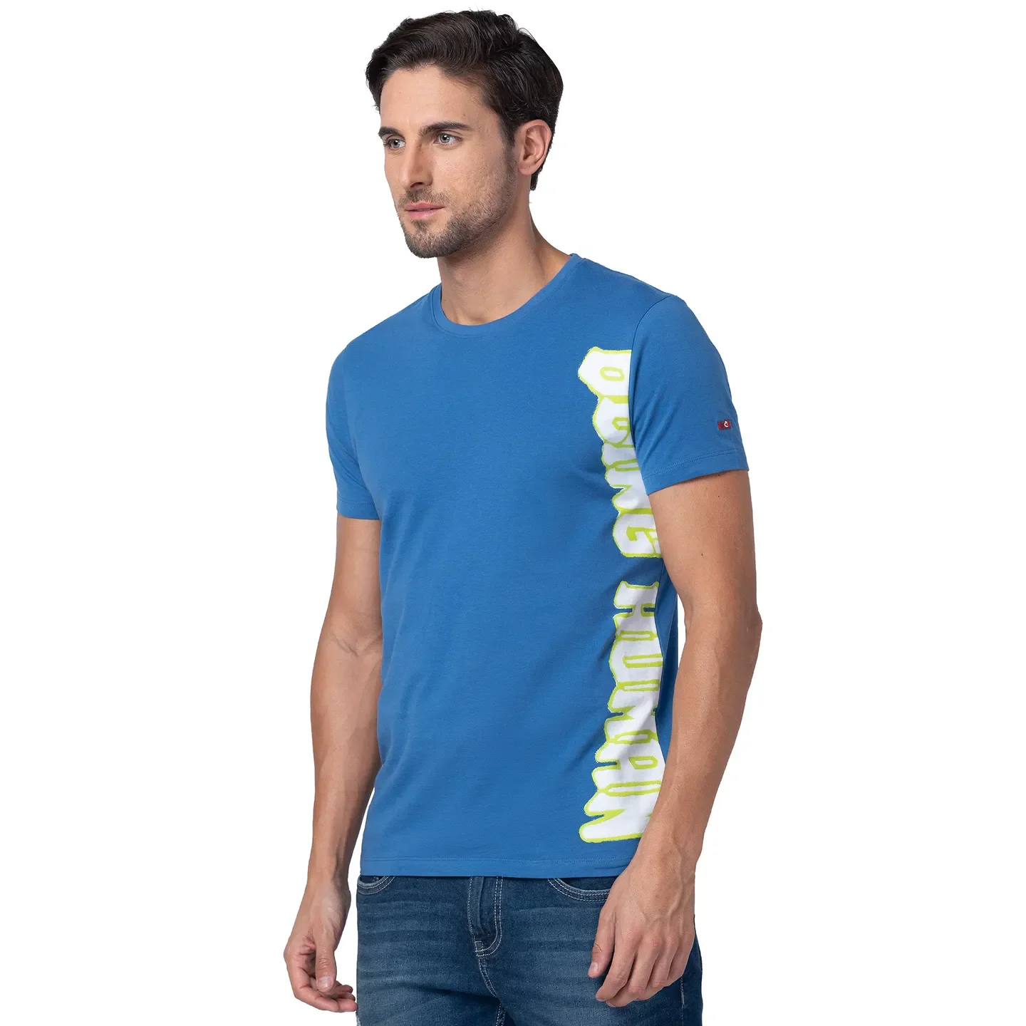 Blue Regular Fit Men's Short Sleeves T-Shirt by Being Human Clothing - Image 4