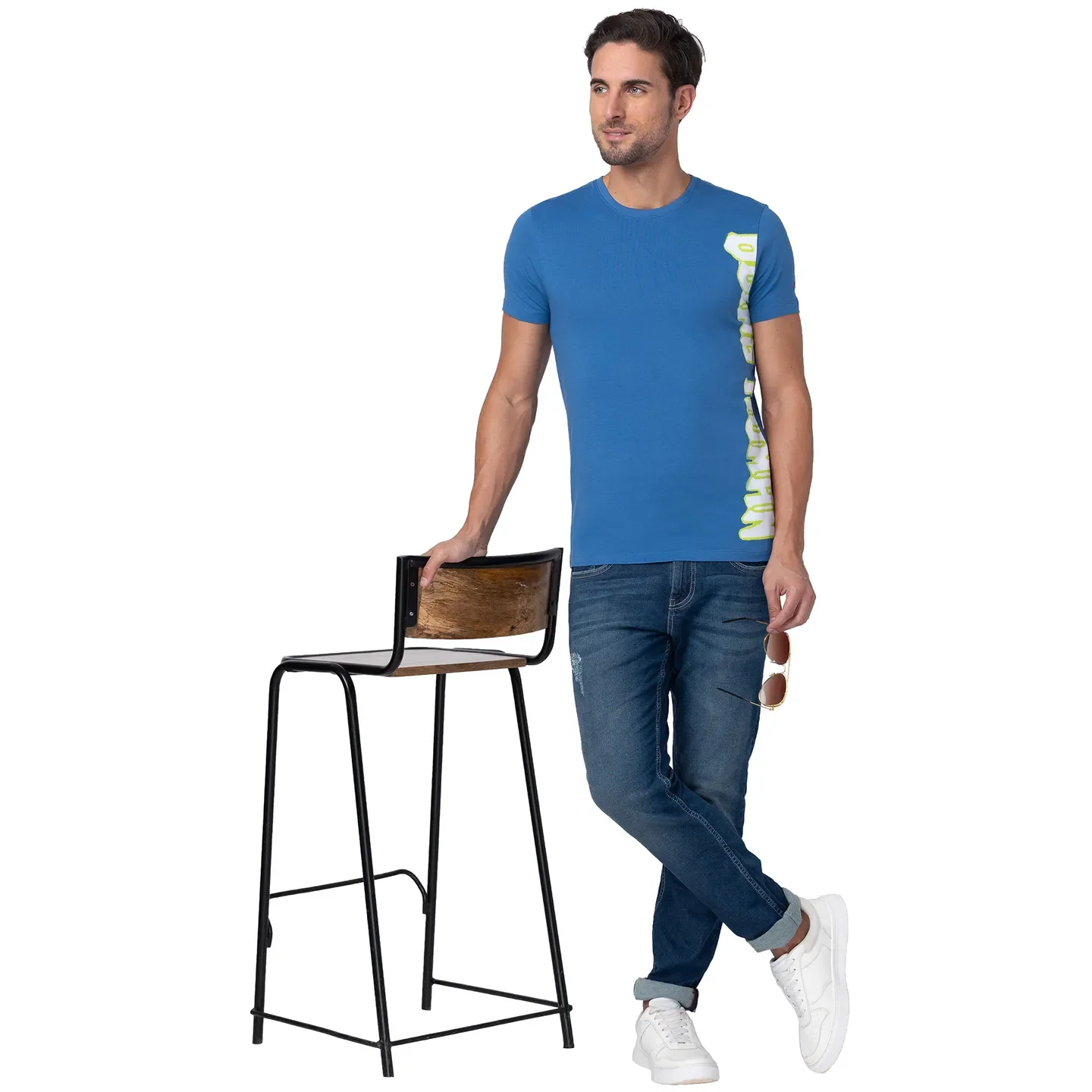 Blue Regular Fit Men's Short Sleeves T-Shirt by Being Human Clothing - Image 6