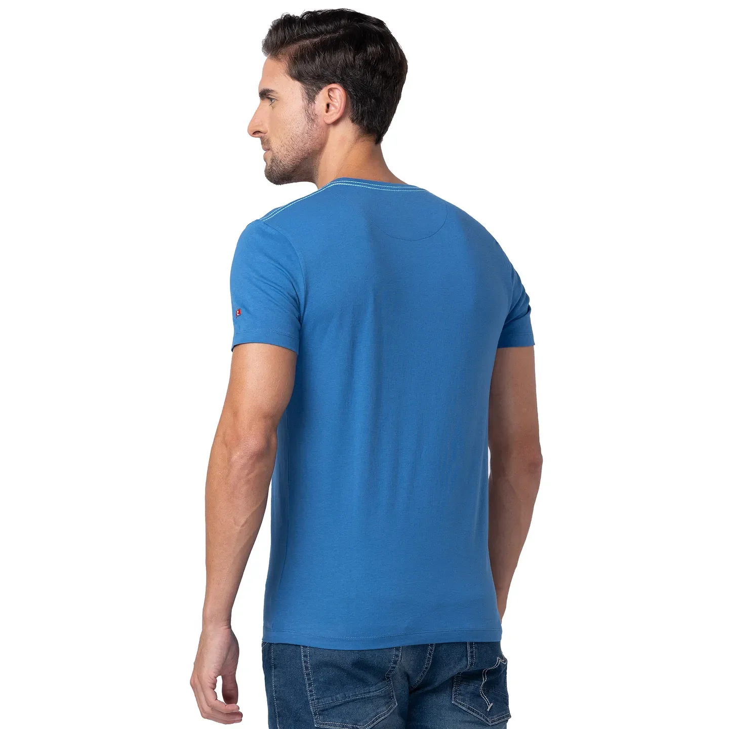 Blue Regular Fit Men's Short Sleeves T-Shirt by Being Human Clothing - Image 3