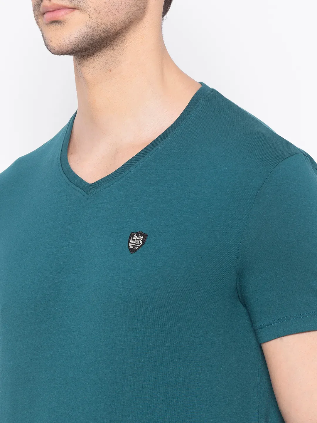 Green Regular Fit Men's Short Sleeves T-Shirt by Being Human Clothing - Image 4