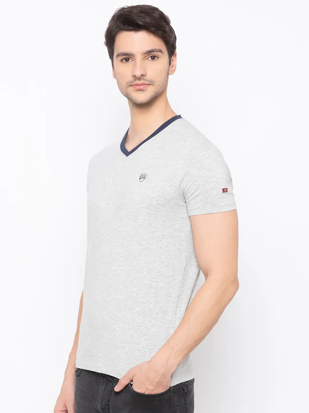 Grey Regular Fit Men's Short Sleeves T-Shirt by Being Human Clothing - Image 2