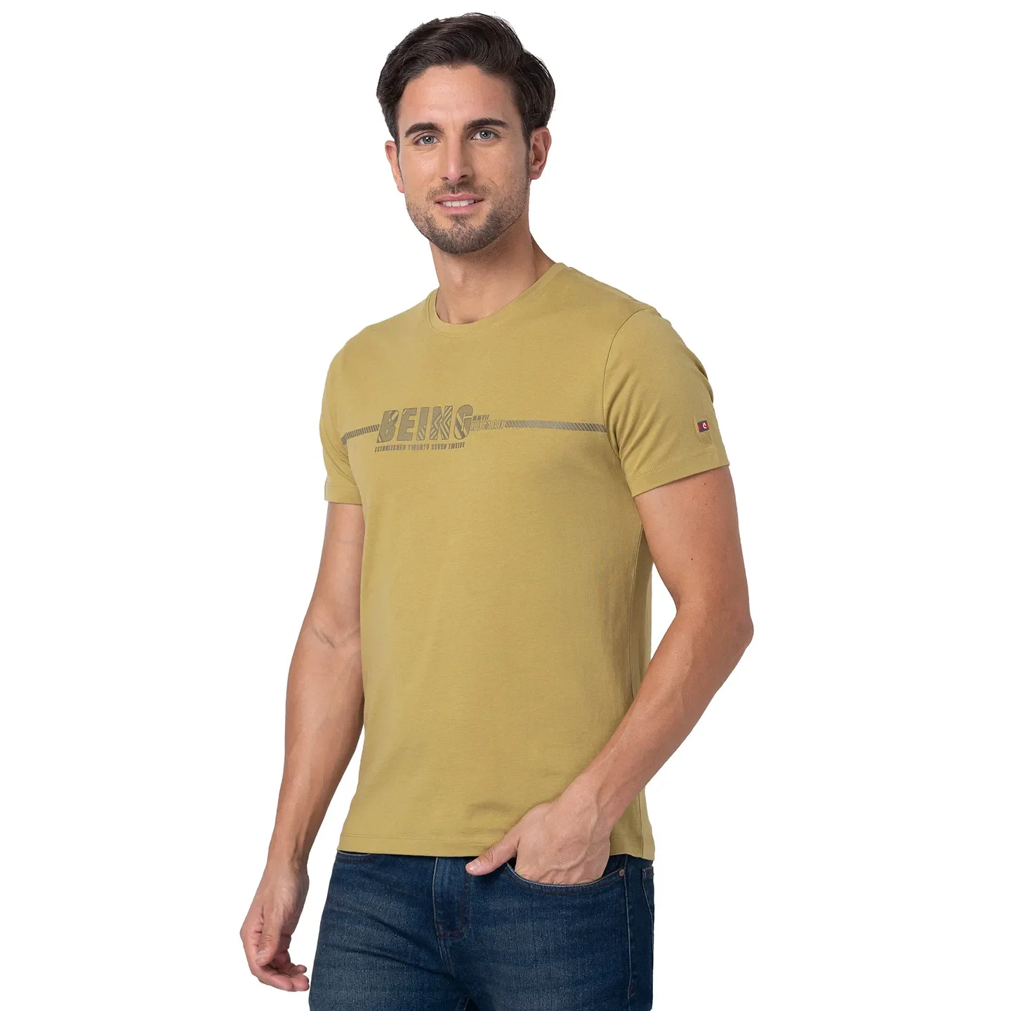 Brown Regular Fit Men's Short Sleeves T-Shirt by Being Human Clothing - Image 2