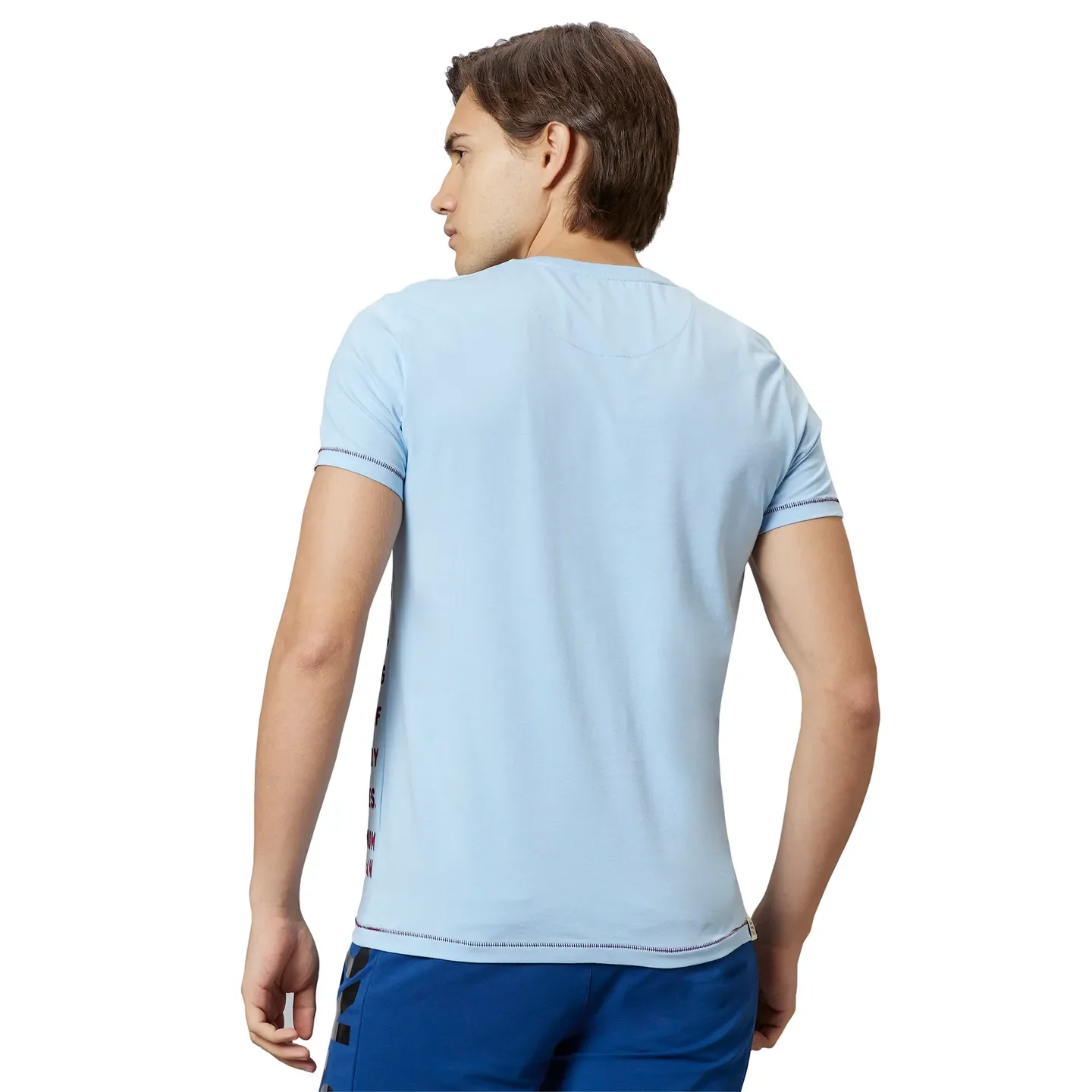 Light Blue Regular Fit V Neck Men's T-Shirt by Being Human Clothing - Image 2