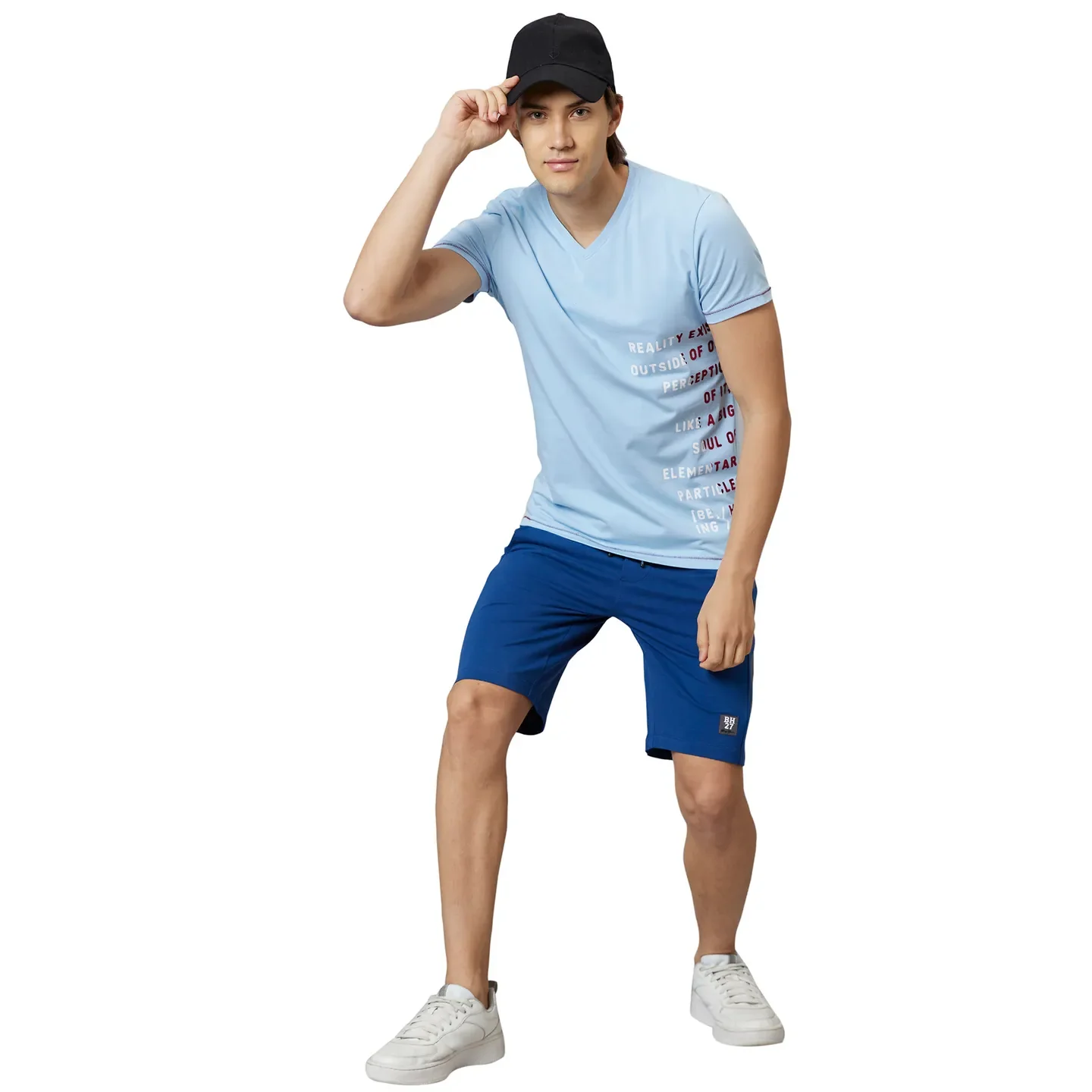 Light Blue Regular Fit V Neck Men's T-Shirt by Being Human Clothing - Image 5