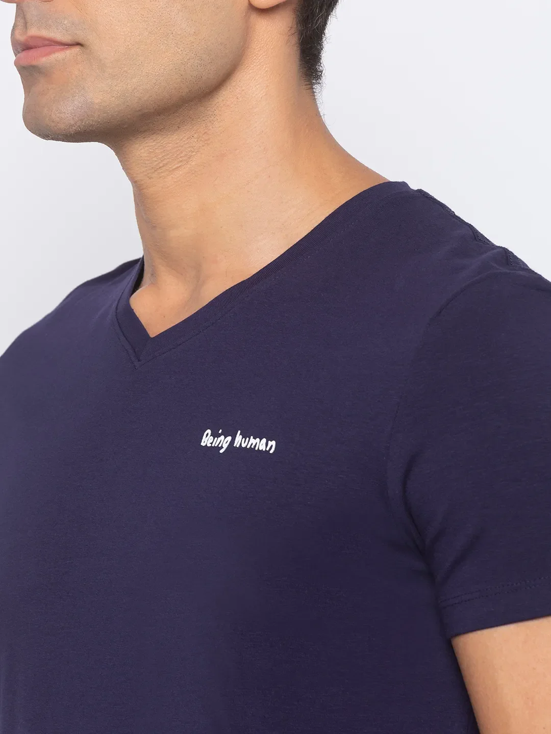 Blue Regular Fit Men's Short Sleeves T-Shirt by Being Human Clothing - Image 4
