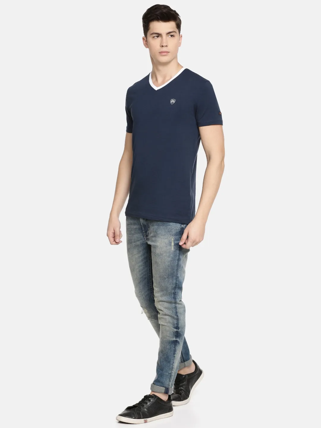 Blue Regular Fit Men's Short Sleeves T-Shirt by Being Human Clothing - Image 2