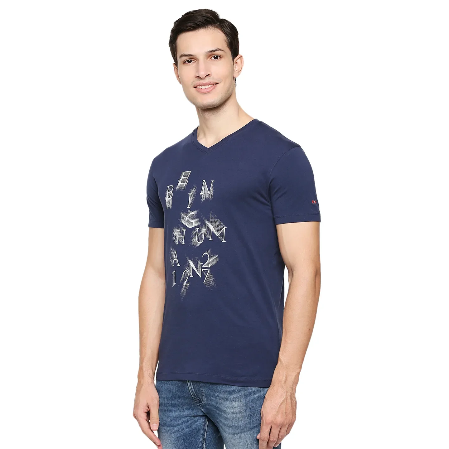 Blue Regular Fit Men's Short Sleeves T-Shirt by Being Human Clothing - Image 2