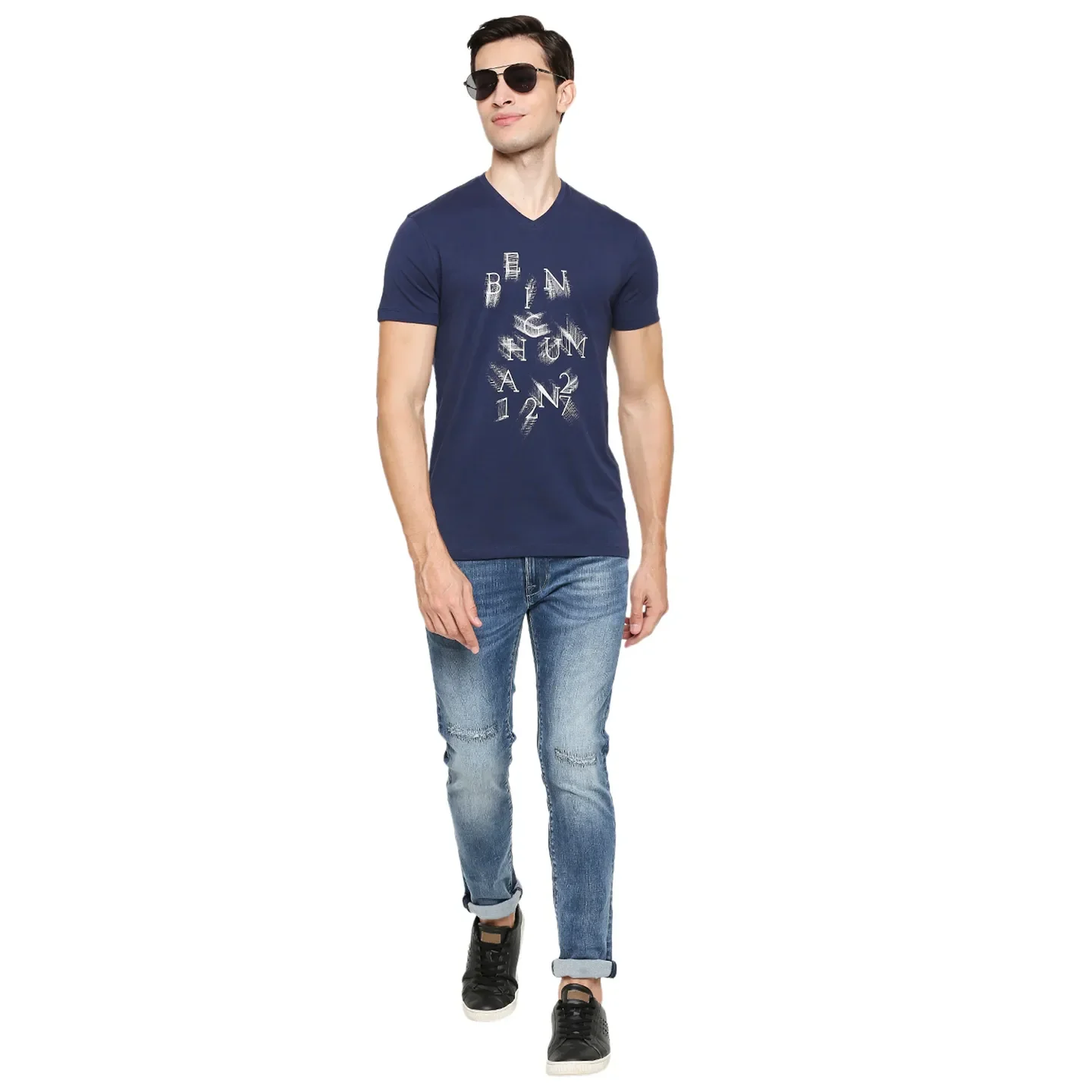 Blue Regular Fit Men's Short Sleeves T-Shirt by Being Human Clothing - Image 6