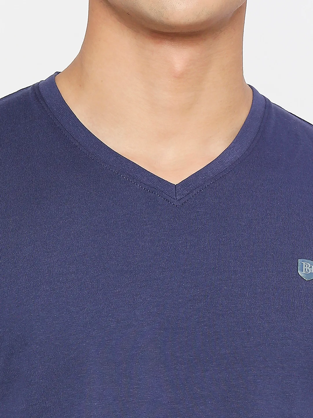 Navy Regular Fit V Neck Men's T-Shirt by Being Human Clothing - Image 5