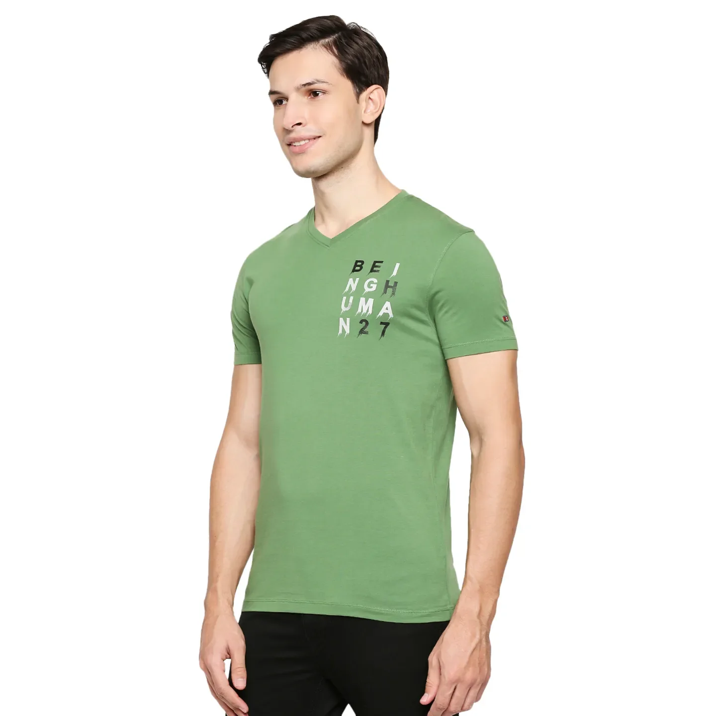 Green Regular Fit Men's Short Sleeves T-Shirt by Being Human Clothing - Image 2