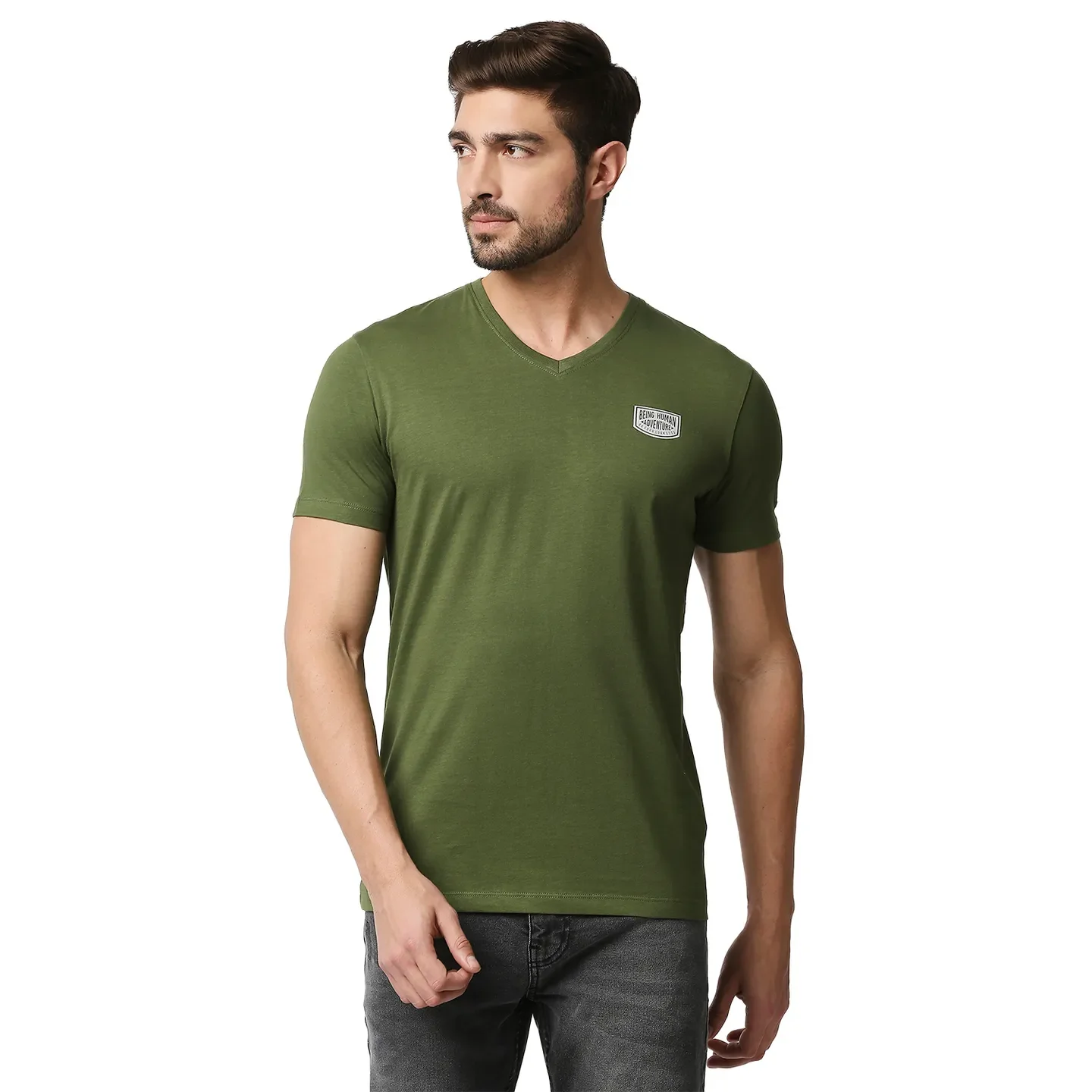 Green Regular Fit Men's Short Sleeves T-Shirt by Being Human Clothing