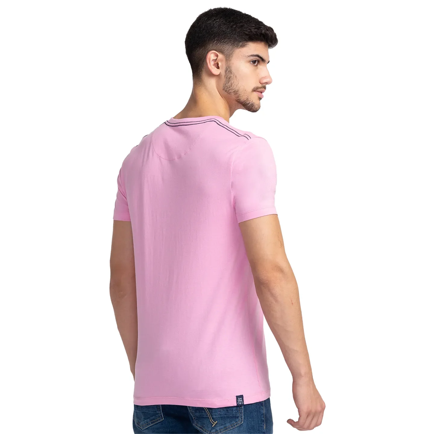 Pink Regular Fit Men's Short Sleeves T-Shirt by Being Human Clothing - Image 3