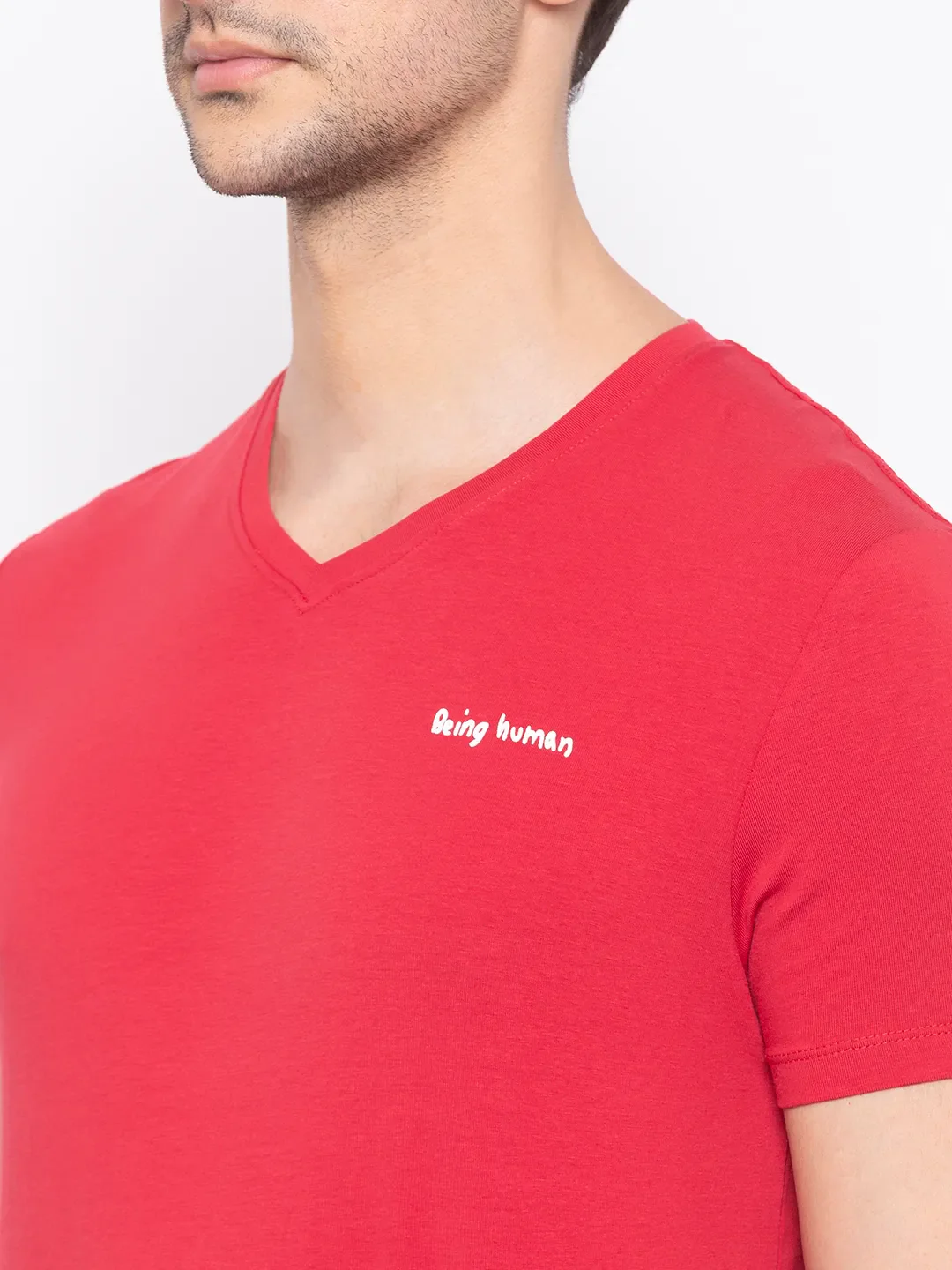 Red Regular Fit Men's Short Sleeves T-Shirt by Being Human Clothing - Image 3