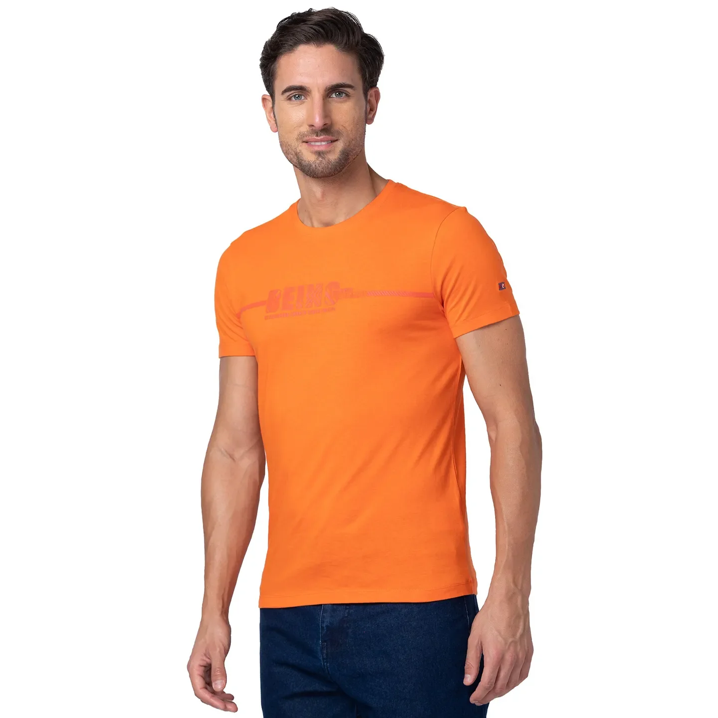 Red Orange Regular Fit V Neck Men's T-Shirt by Being Human Clothing - Image 2