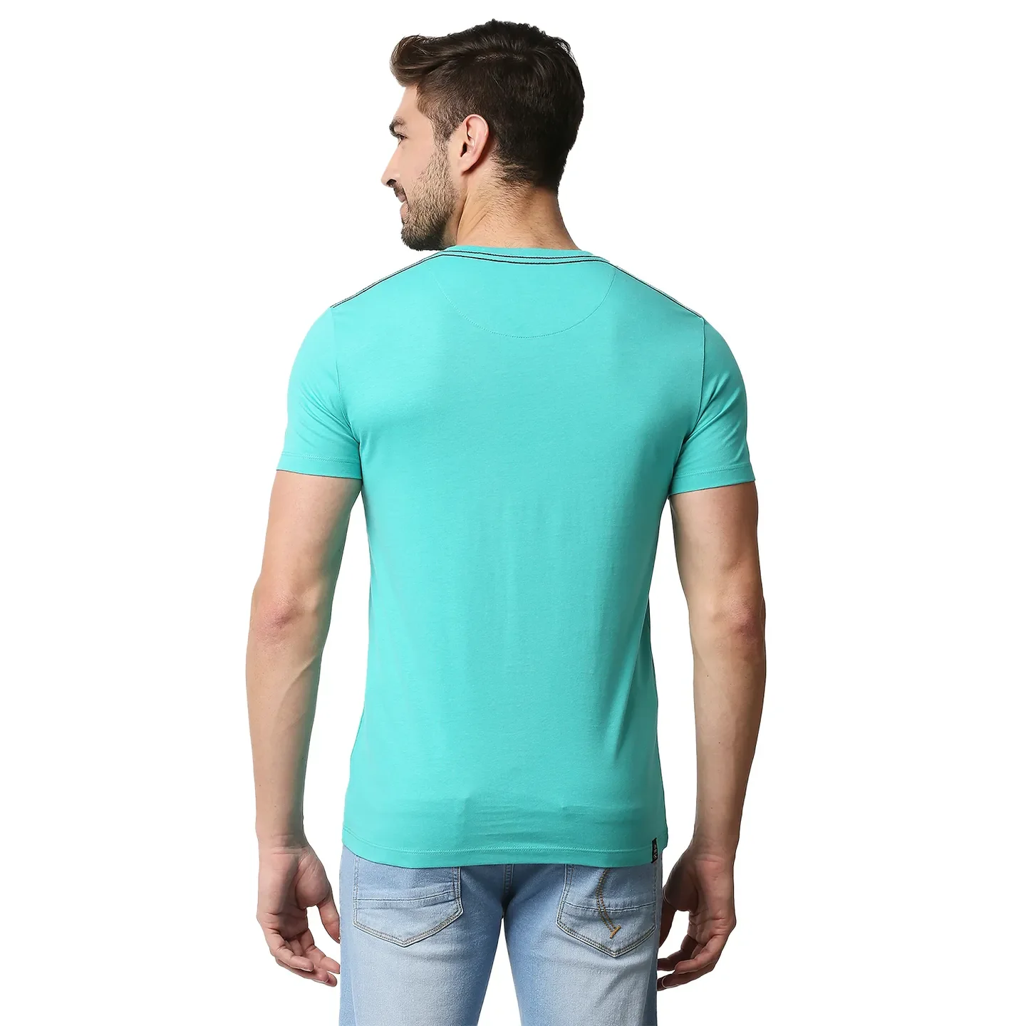 Blue Regular Fit Men's Short Sleeves T-Shirt by Being Human Clothing - Image 4