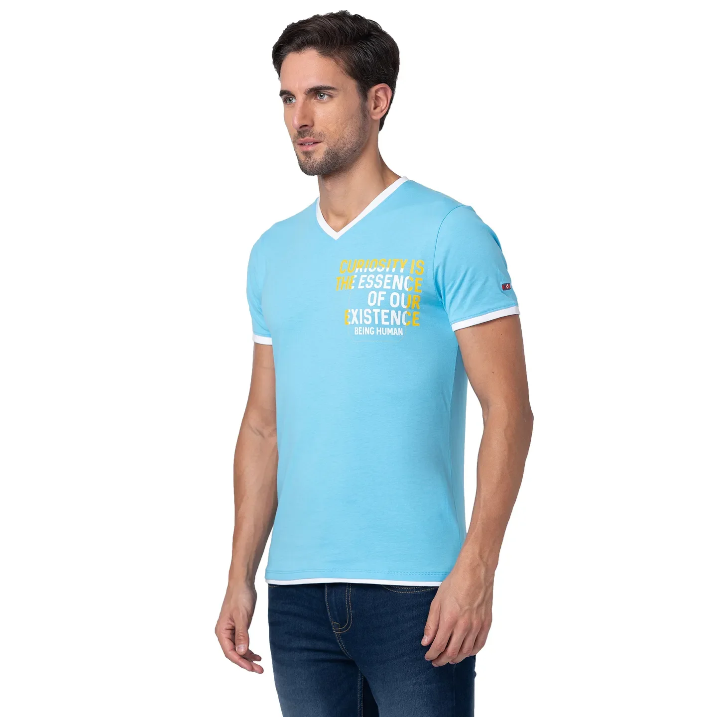 Blue Regular Fit Men's Short Sleeves T-Shirt by Being Human Clothing - Image 4