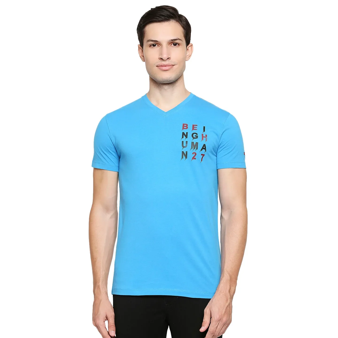 Blue Regular Fit Men's Short Sleeves T-Shirt by Being Human Clothing