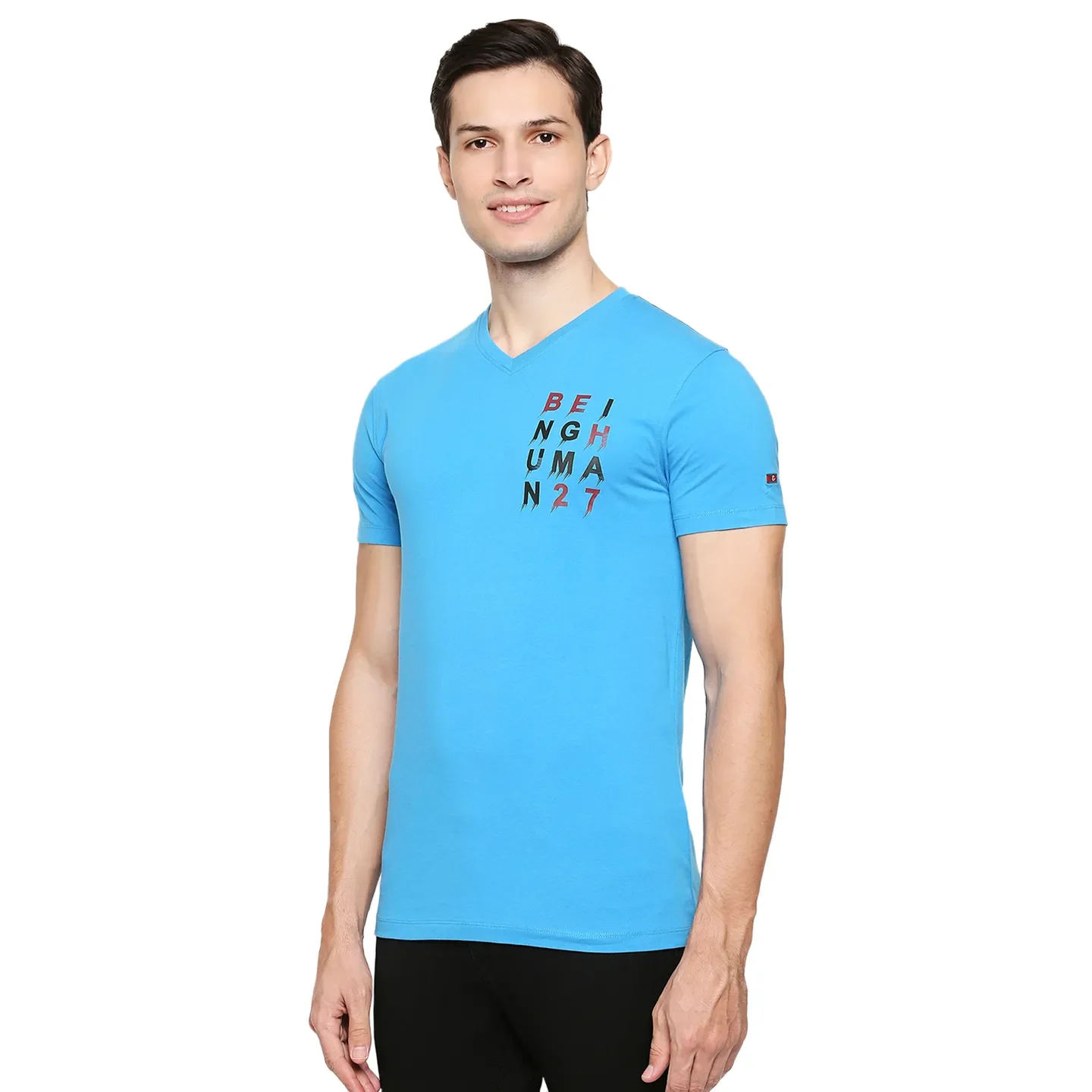 Blue Regular Fit Men's Short Sleeves T-Shirt by Being Human Clothing - Image 2