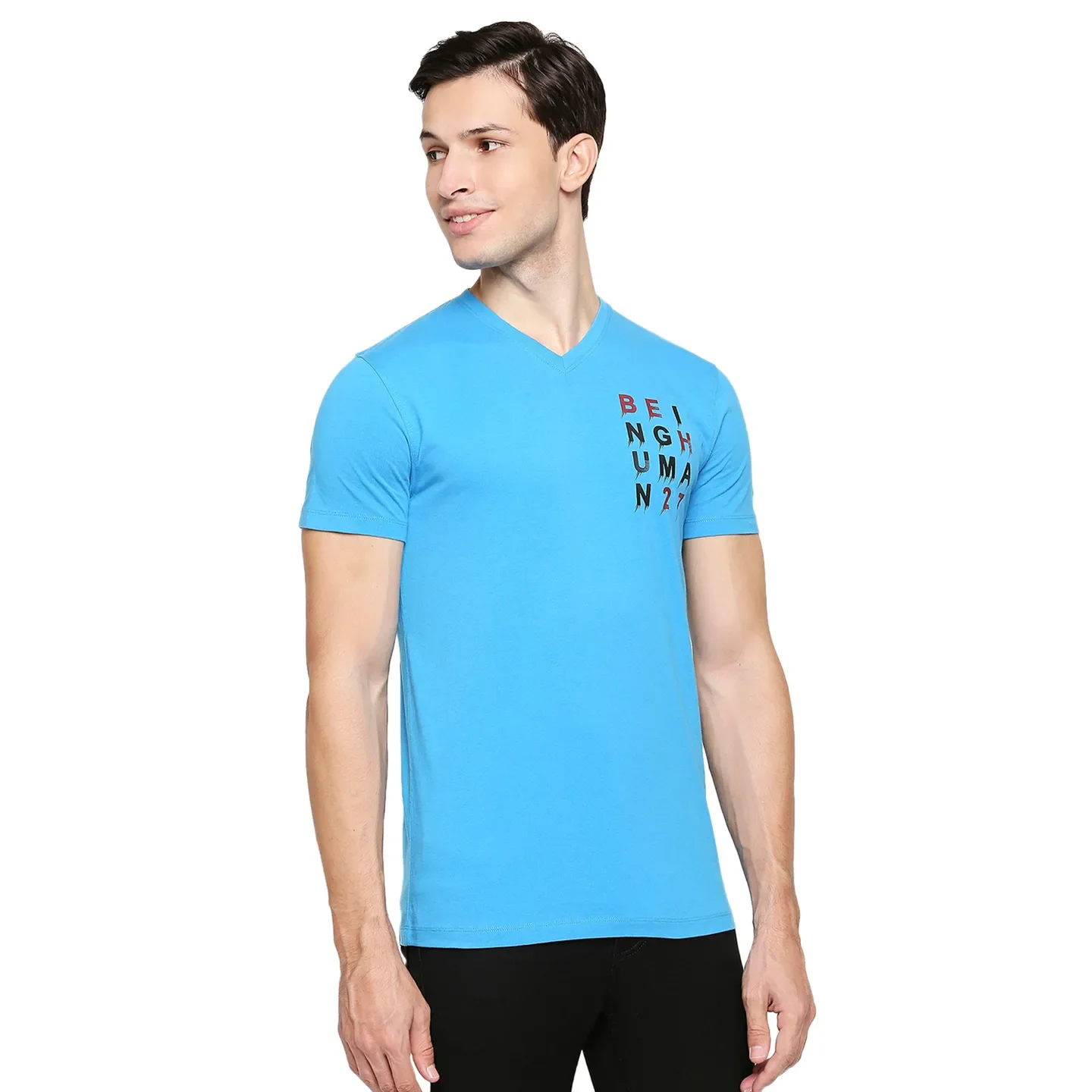 Blue Regular Fit Men's Short Sleeves T-Shirt by Being Human Clothing - Image 3