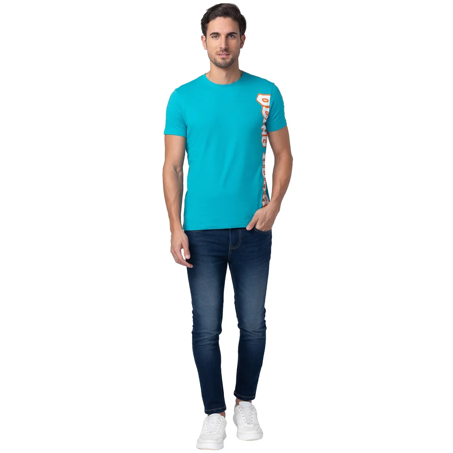 Viridian Green Regular Fit V Neck Men's T-Shirt by Being Human Clothing - Image 2