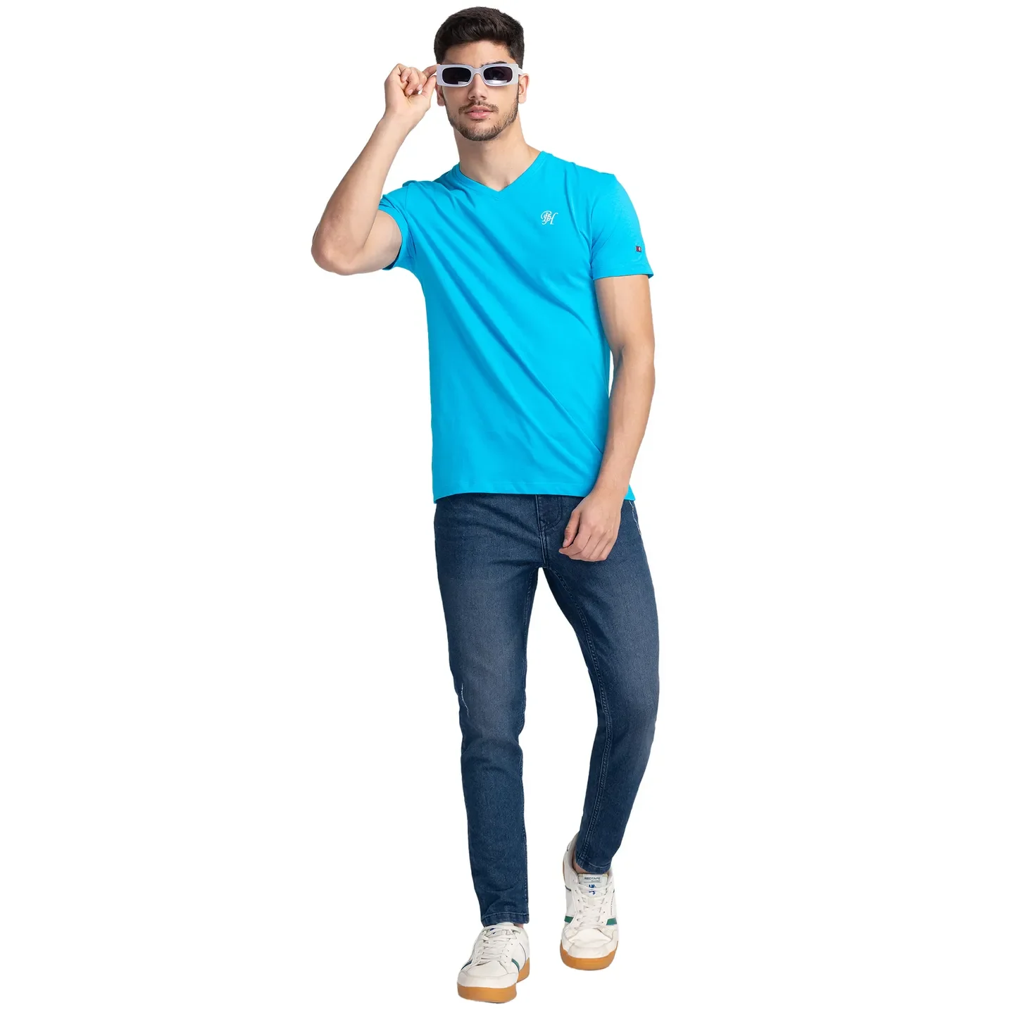 Blue Regular Fit Men's Short Sleeves T-Shirt by Being Human Clothing - Image 6