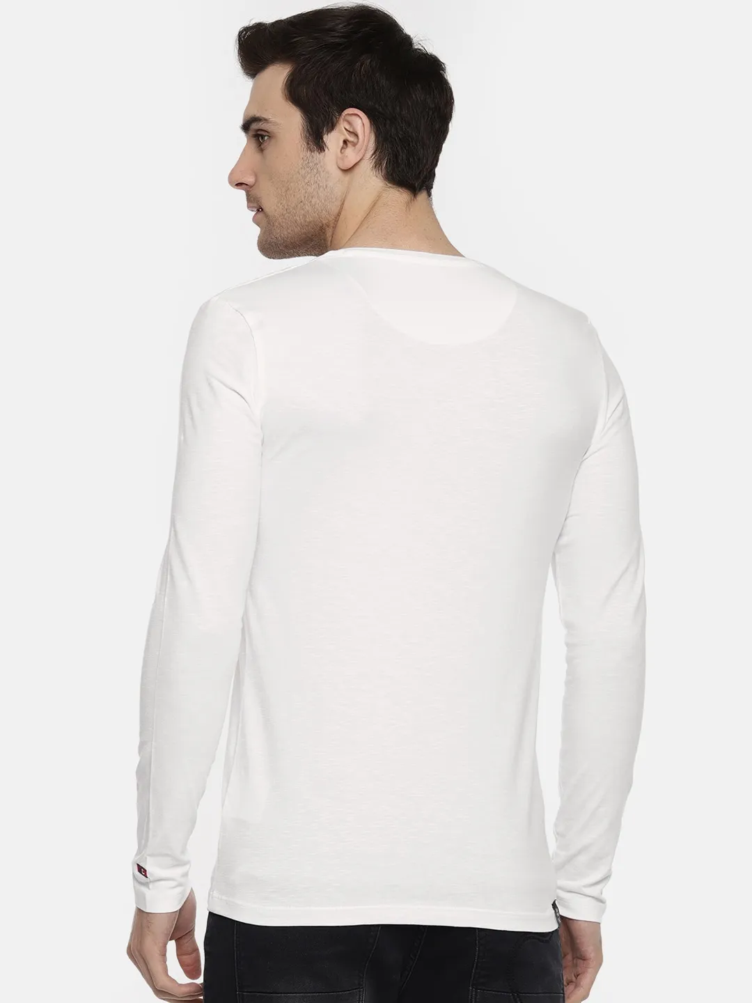 White Regular Fit Men's Long Sleeves T-Shirt by Being Human Clothing - Image 3