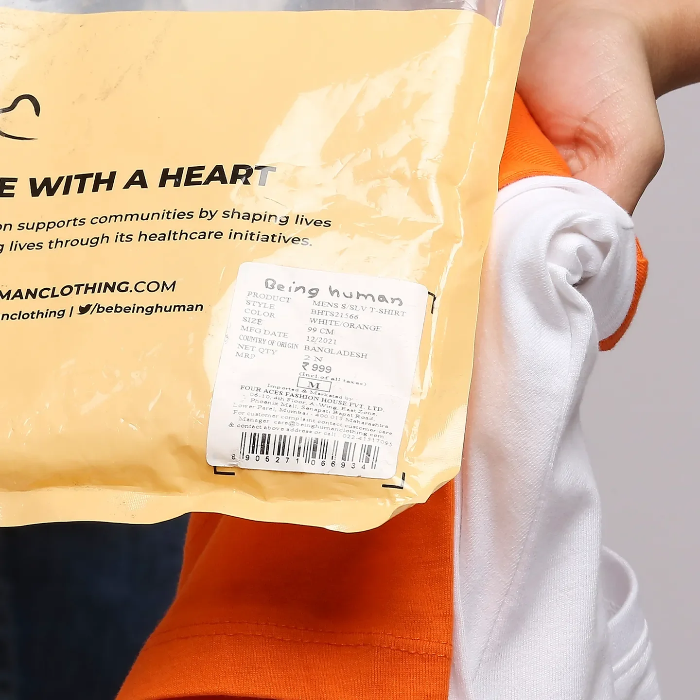 White Regular Fit Men's Short Sleeves T-Shirt by Being Human Clothing - Image 13