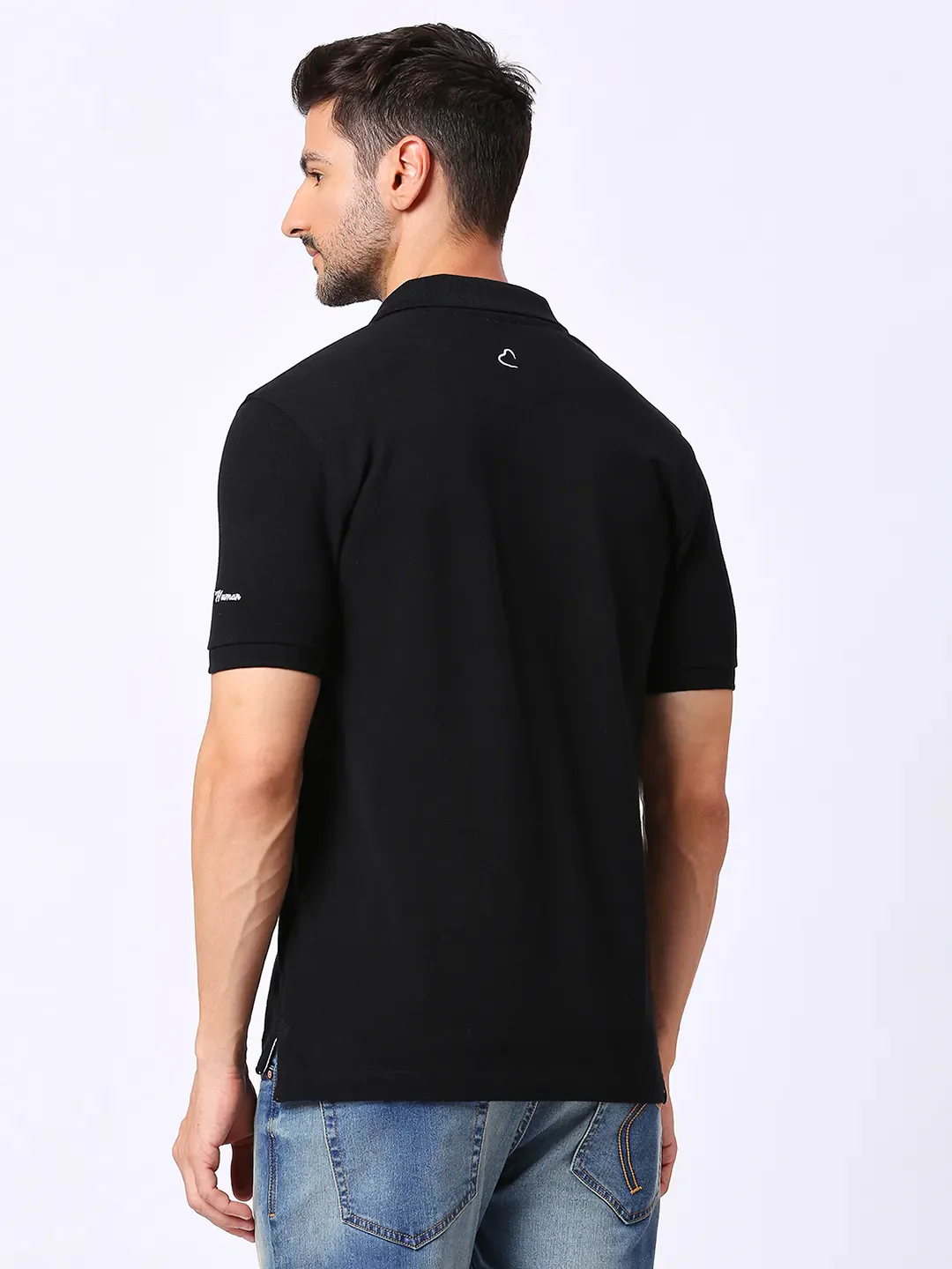 Black Regular Fit Men's Polo T-Shirt by Being Human Clothing - Image 4