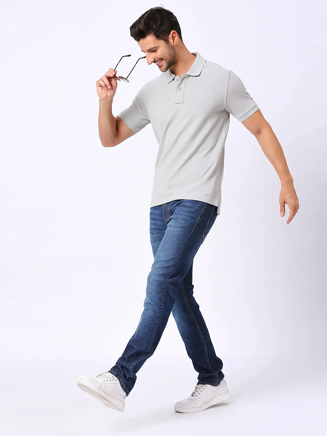 Grey Regular Fit Men's Polo T-Shirt by Being Human Clothing - Image 7