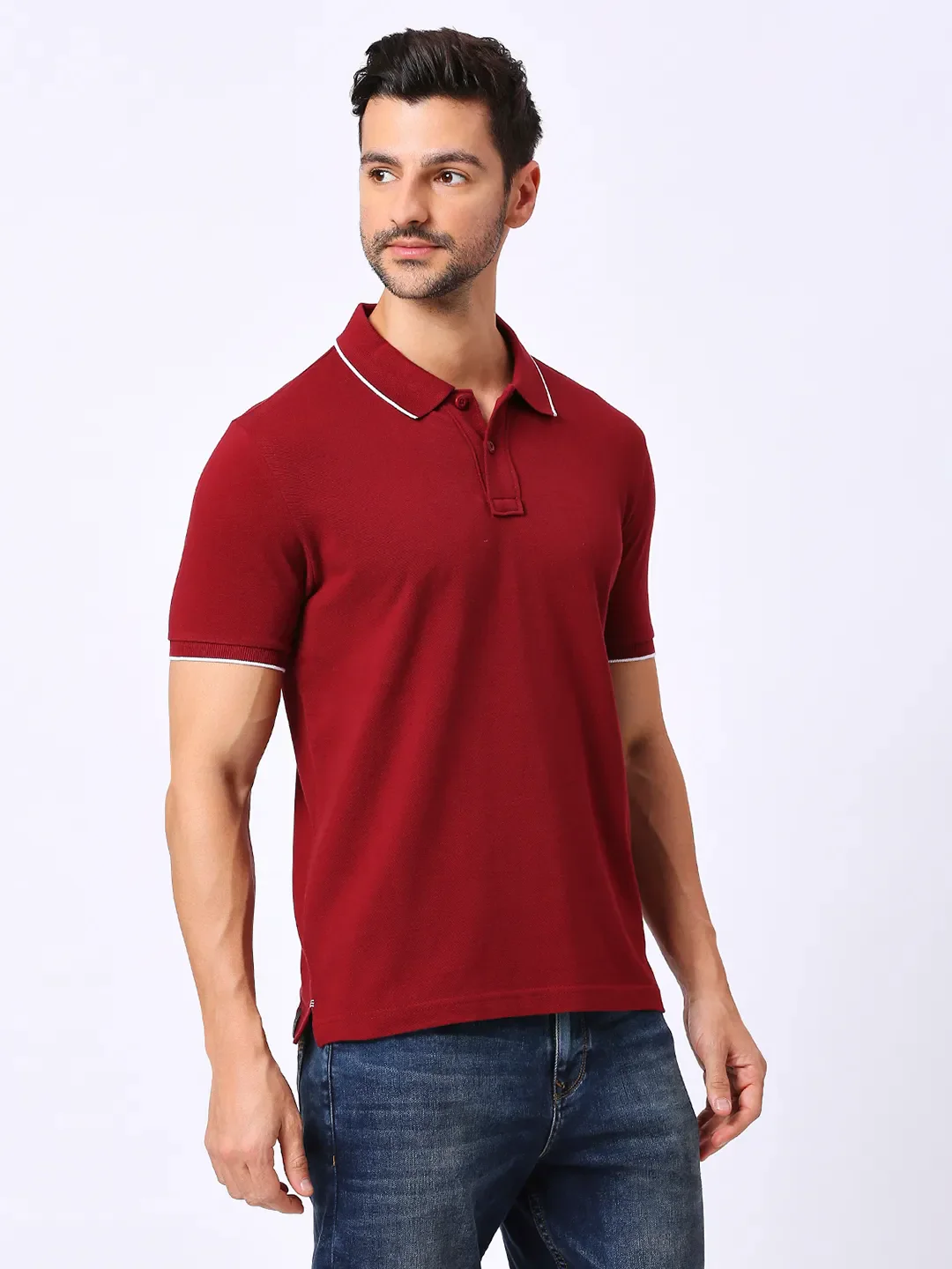 Red Regular Fit Men's Polo T-Shirt by Being Human Clothing - Image 3