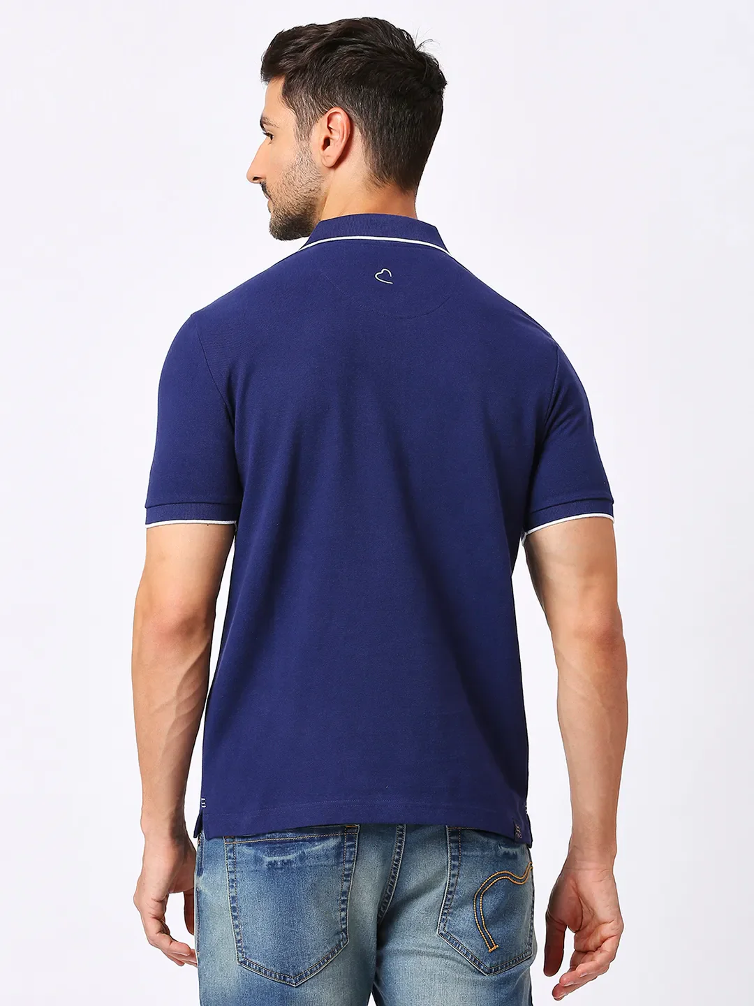 Blue Regular Fit Men's Polo T-Shirt by Being Human Clothing - Image 4