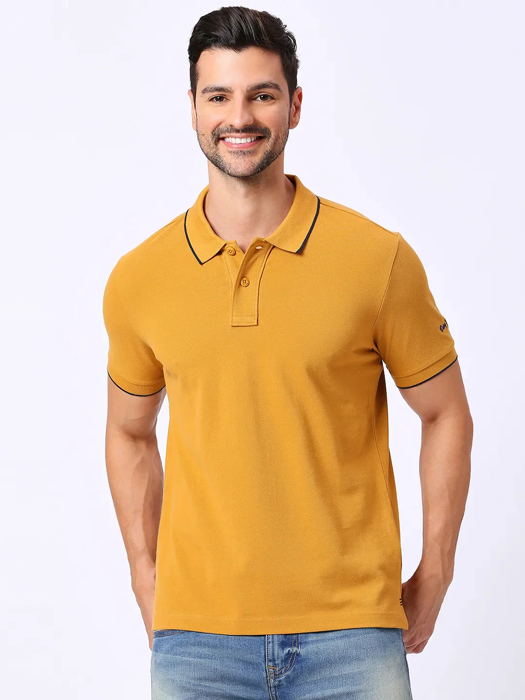 Yellow Regular Fit Men's Polo T-Shirt by Being Human Clothing